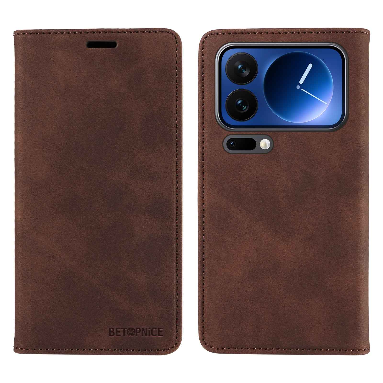 For Xiaomi 17 Pro Case BETOPNICE Magnetic Closure RFID Blocking Wallet Stand Leather Phone Cover - Brown