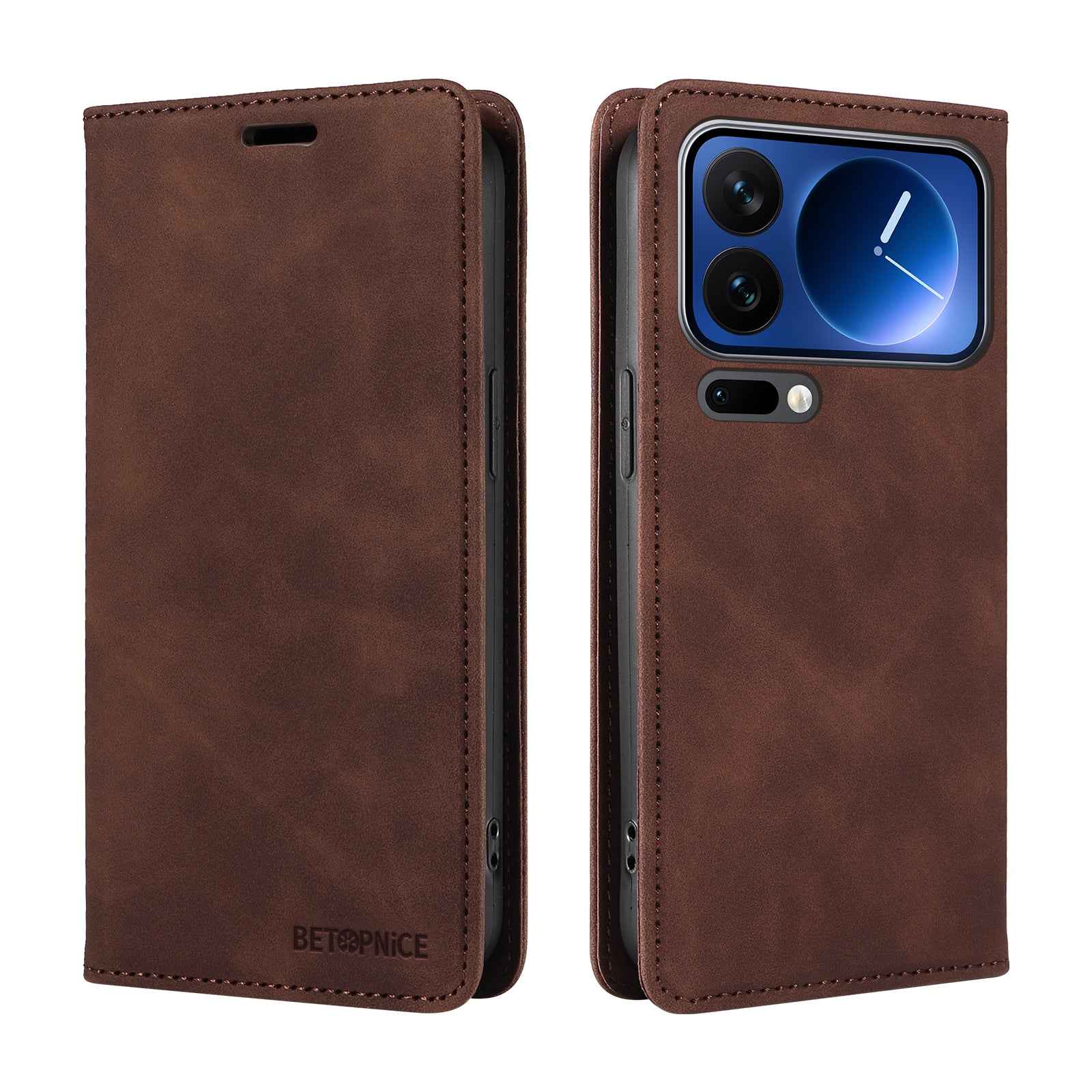 For Xiaomi 17 Pro Case BETOPNICE Magnetic Closure RFID Blocking Wallet Stand Leather Phone Cover - Brown