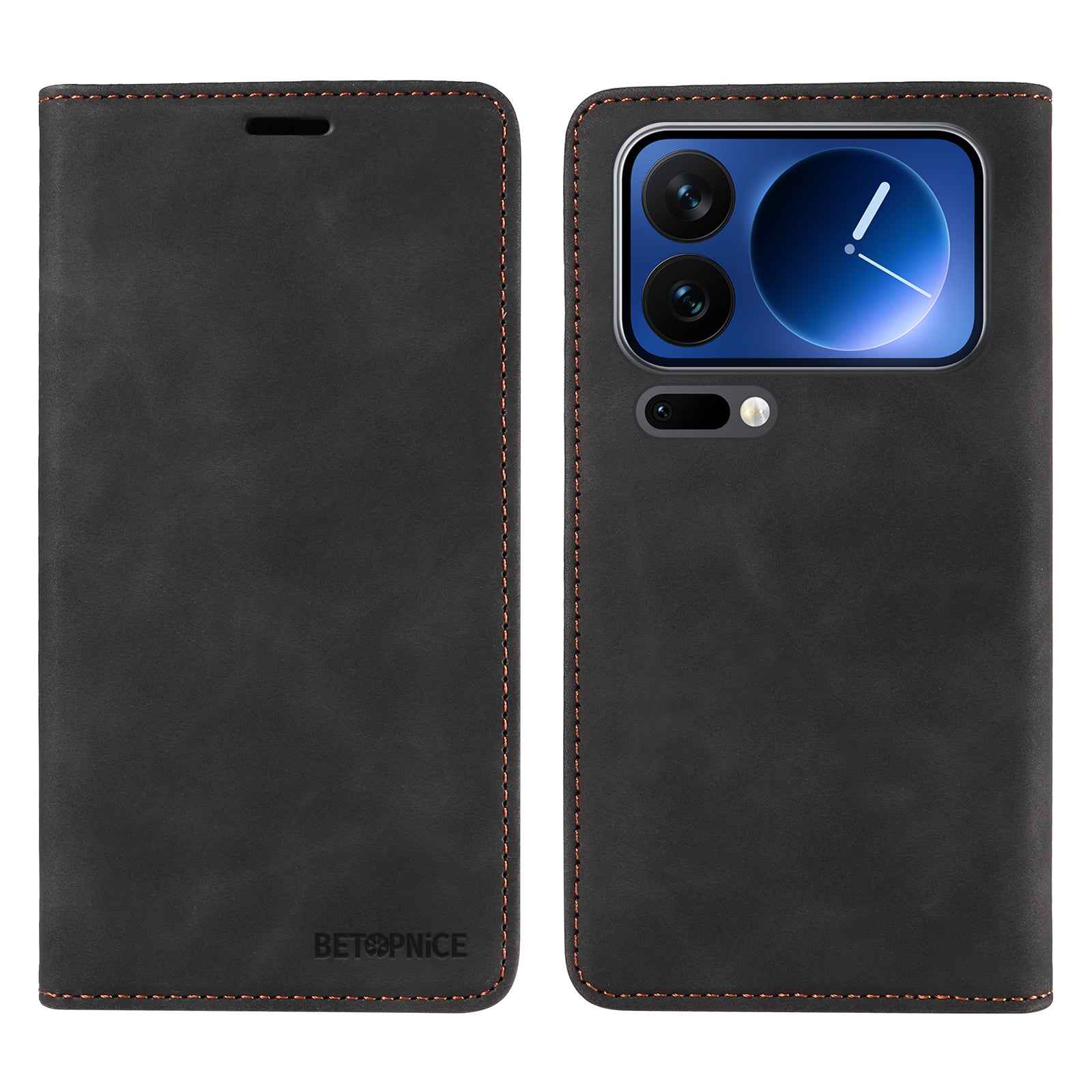 For Xiaomi 17 Pro Case BETOPNICE Magnetic Closure RFID Blocking Wallet Stand Leather Phone Cover - Black