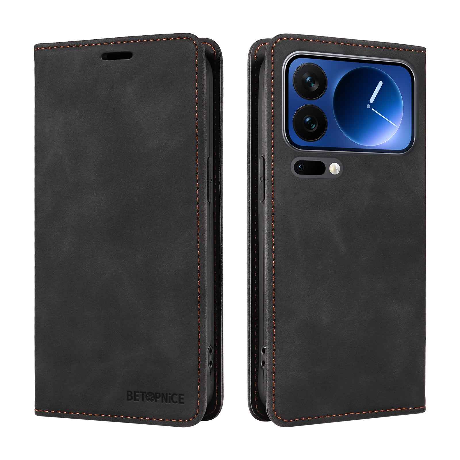 For Xiaomi 17 Pro Case BETOPNICE Magnetic Closure RFID Blocking Wallet Stand Leather Phone Cover - Black