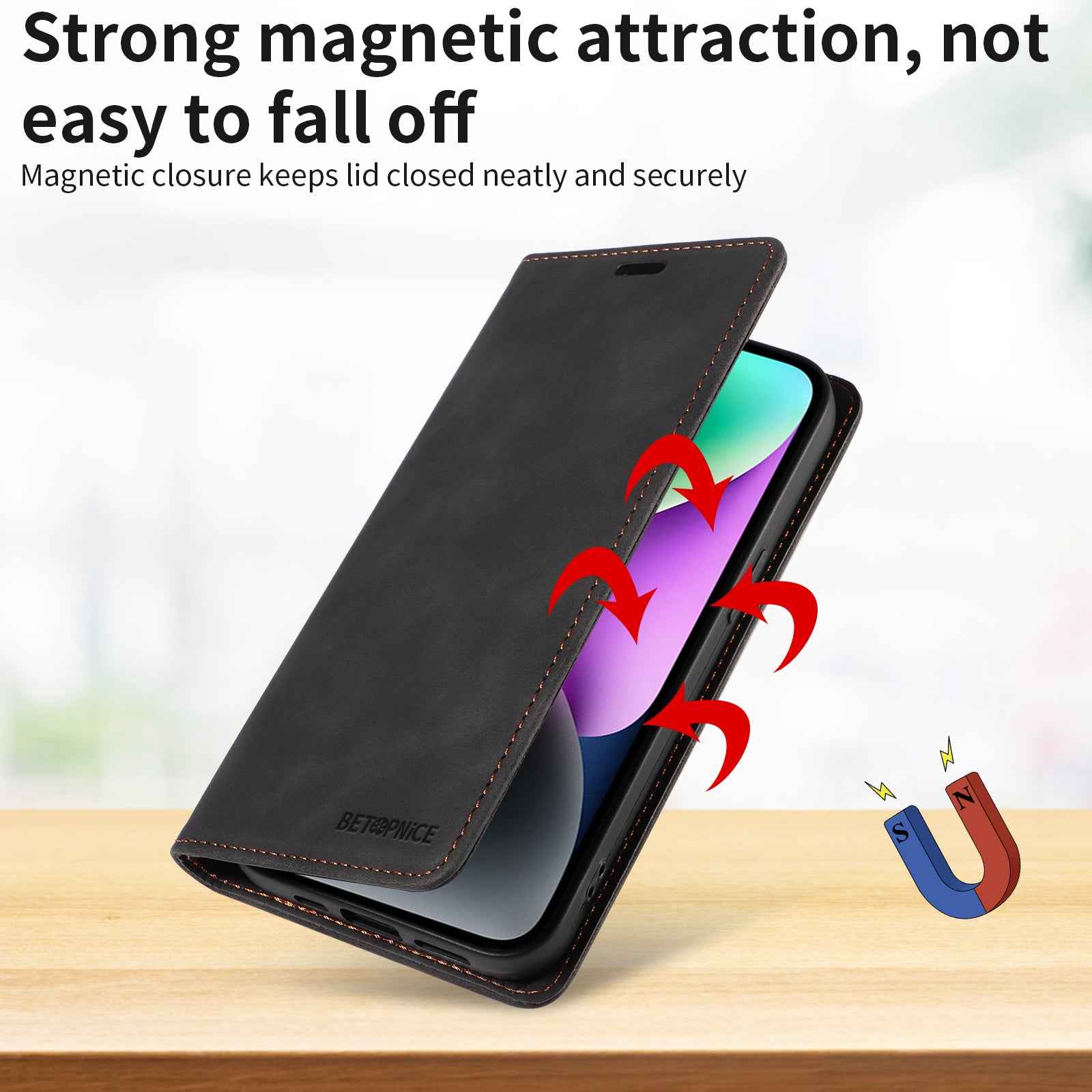 For Xiaomi 17 Pro Case BETOPNICE Magnetic Closure RFID Blocking Wallet Stand Leather Phone Cover - Black