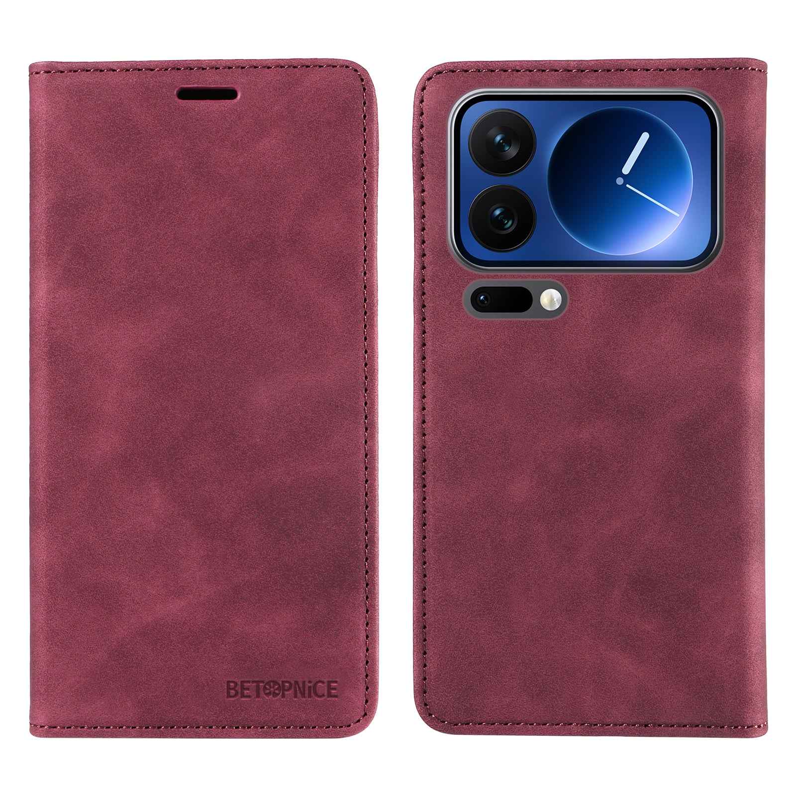 For Xiaomi 17 Pro Case BETOPNICE Magnetic Closure RFID Blocking Wallet Stand Leather Phone Cover - Red
