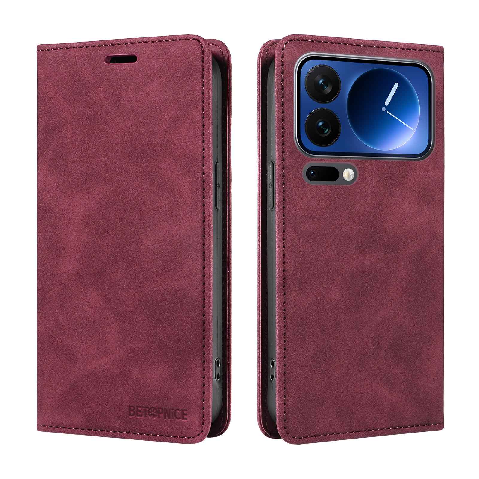 For Xiaomi 17 Pro Case BETOPNICE Magnetic Closure RFID Blocking Wallet Stand Leather Phone Cover - Red