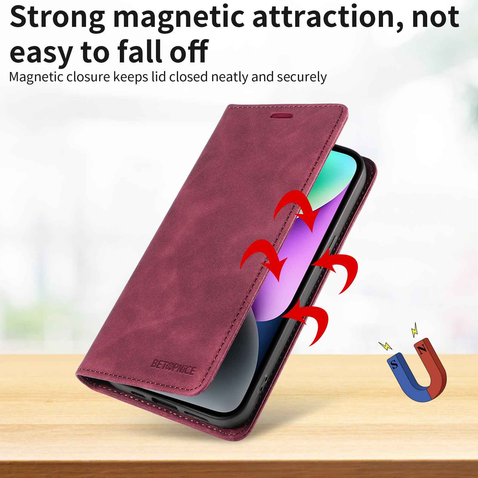 For Xiaomi 17 Pro Case BETOPNICE Magnetic Closure RFID Blocking Wallet Stand Leather Phone Cover - Red