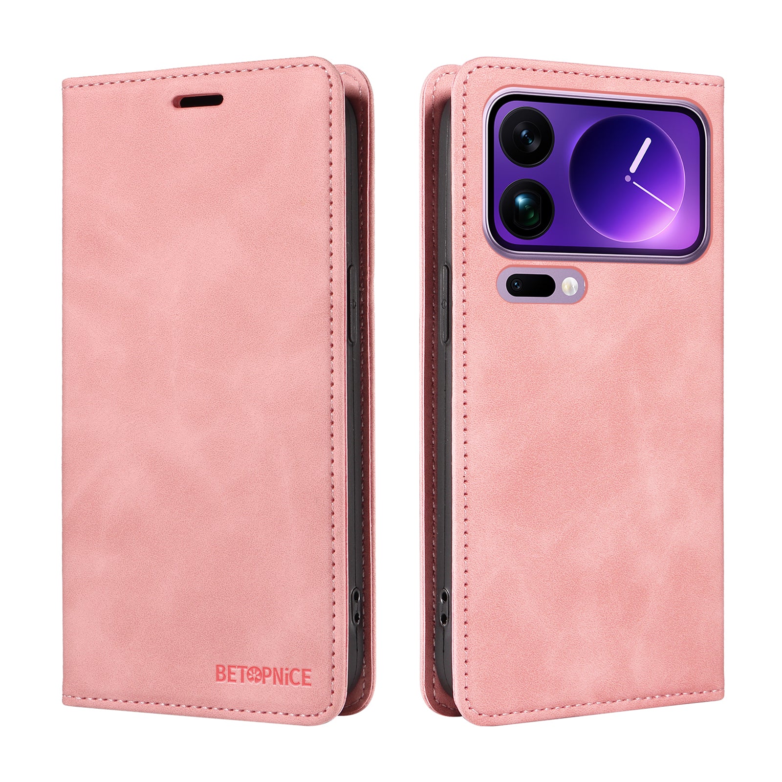 For Xiaomi 17 Pro Max Case BETOPNICE Magnetic Closure RFID Blocking Wallet Stand Leather Phone Cover - Pink