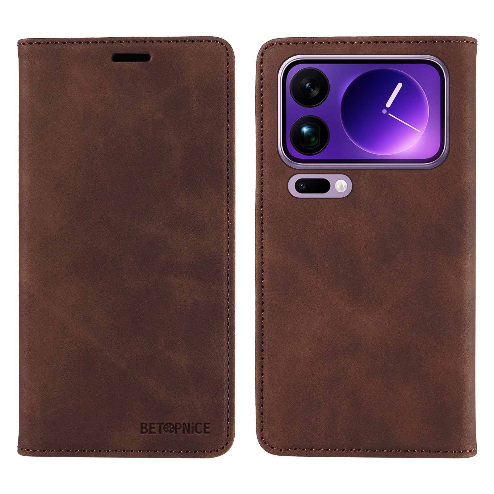 For Xiaomi 17 Pro Max Case BETOPNICE Magnetic Closure RFID Blocking Wallet Stand Leather Phone Cover - Brown