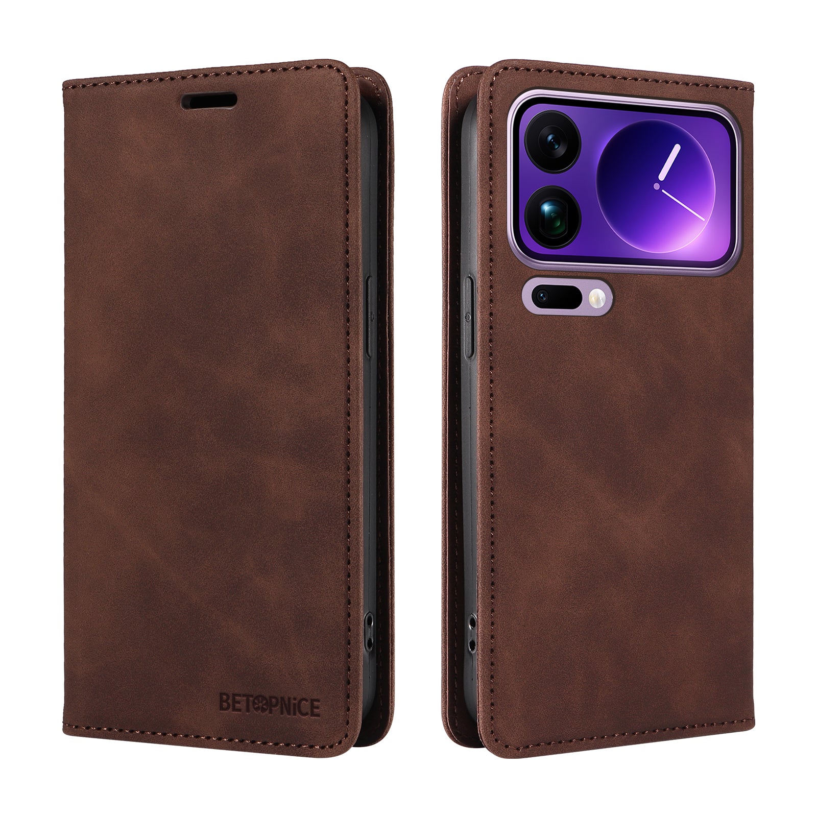 For Xiaomi 17 Pro Max Case BETOPNICE Magnetic Closure RFID Blocking Wallet Stand Leather Phone Cover - Brown