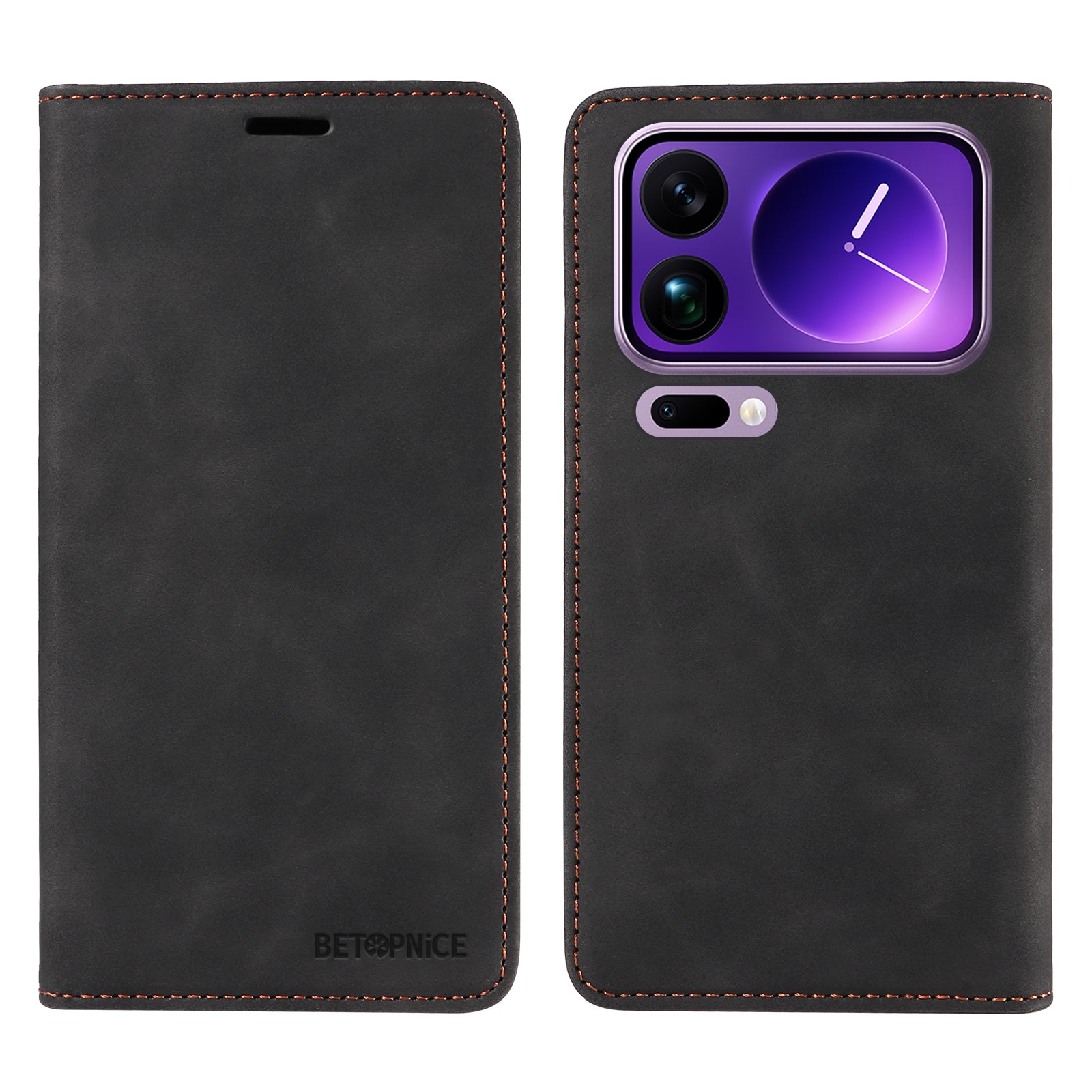 For Xiaomi 17 Pro Max Case BETOPNICE Magnetic Closure RFID Blocking Wallet Stand Leather Phone Cover - Black