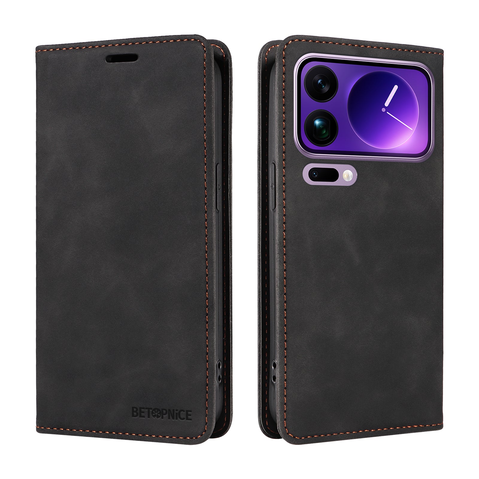 For Xiaomi 17 Pro Max Case BETOPNICE Magnetic Closure RFID Blocking Wallet Stand Leather Phone Cover - Black