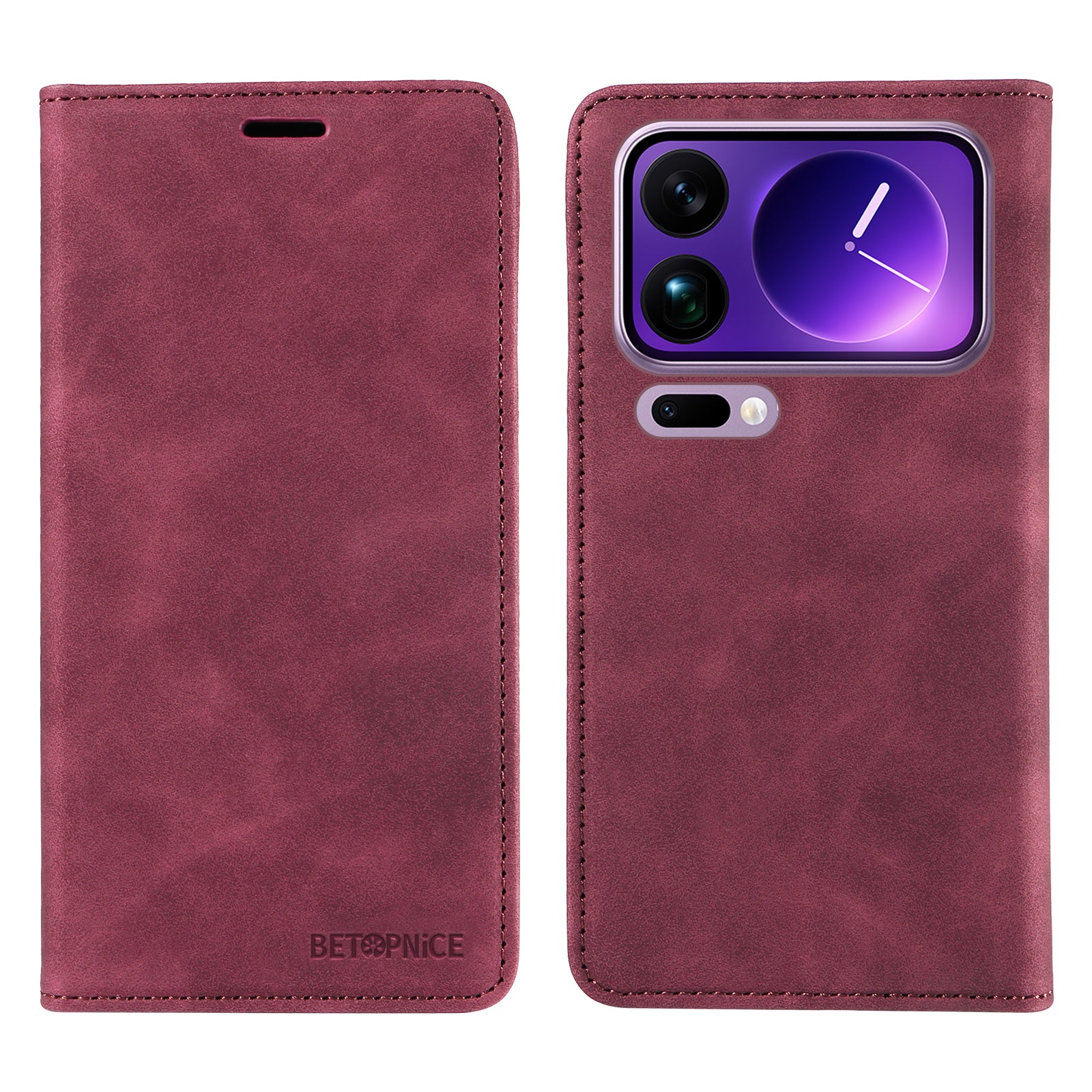 For Xiaomi 17 Pro Max Case BETOPNICE Magnetic Closure RFID Blocking Wallet Stand Leather Phone Cover - Red