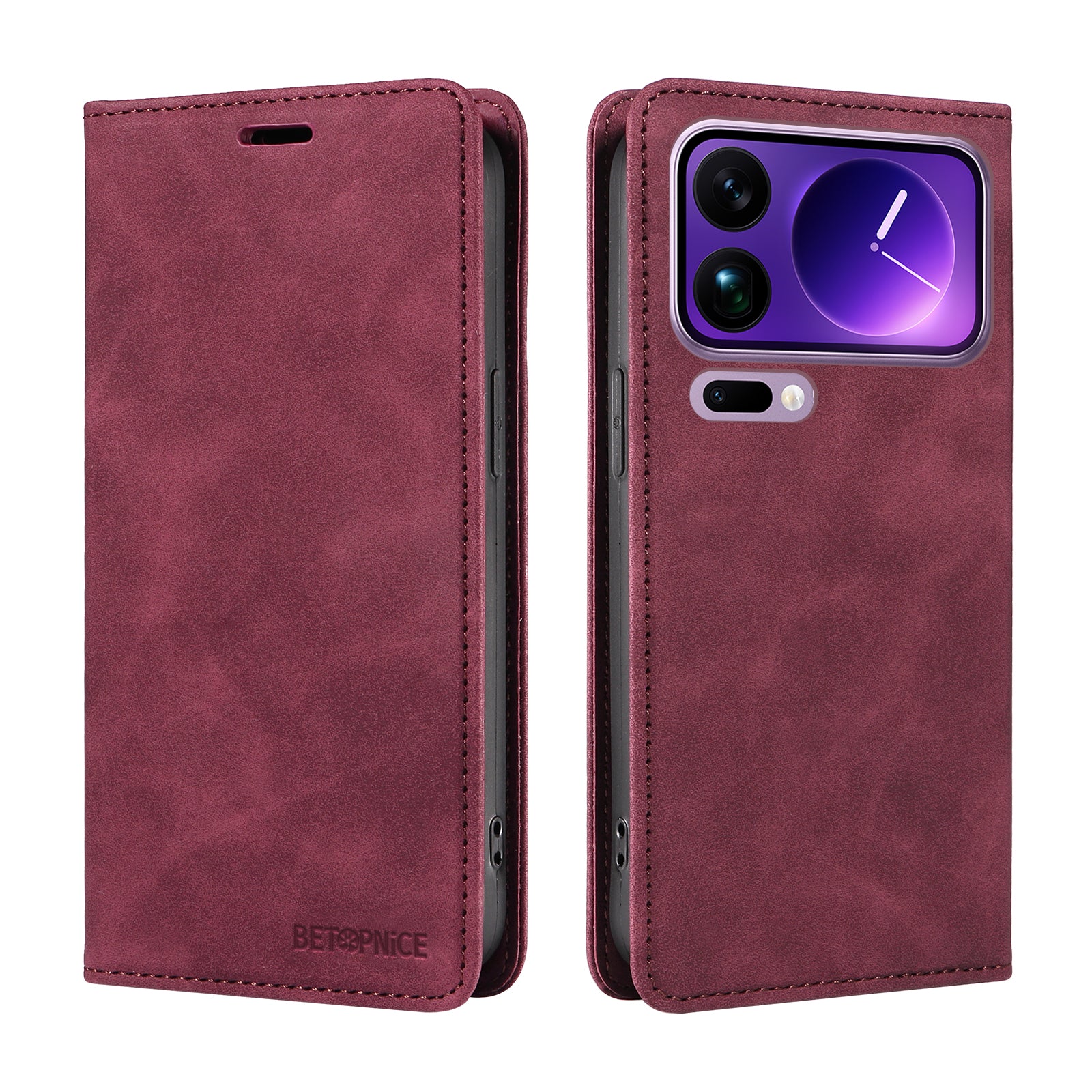 For Xiaomi 17 Pro Max Case BETOPNICE Magnetic Closure RFID Blocking Wallet Stand Leather Phone Cover - Red