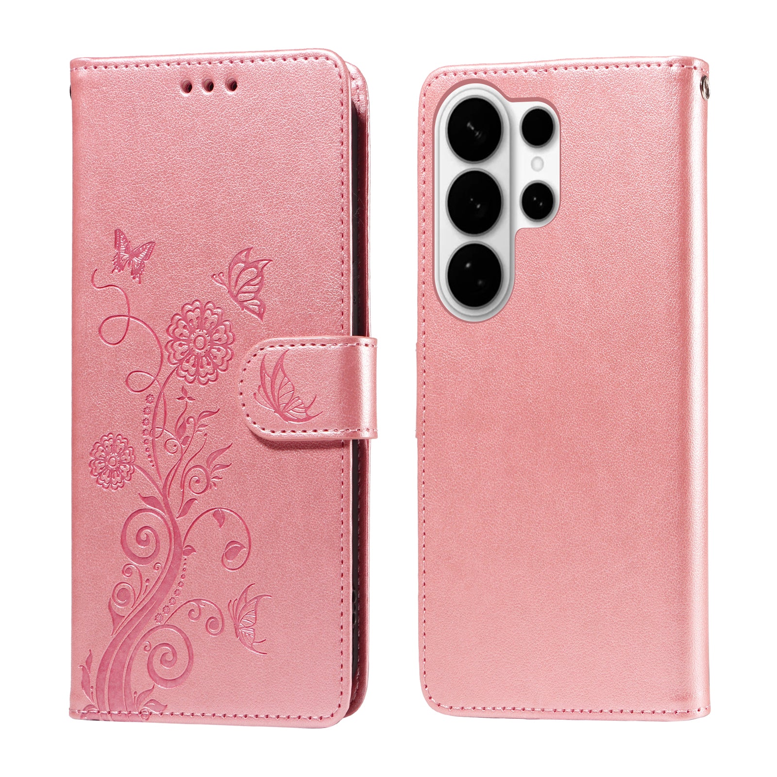 For-Samsung-Galaxy-S26-Ultra-Leather-Case-Butterfly-Floral-Imprint-Wallet-Stand-Cover-Pink