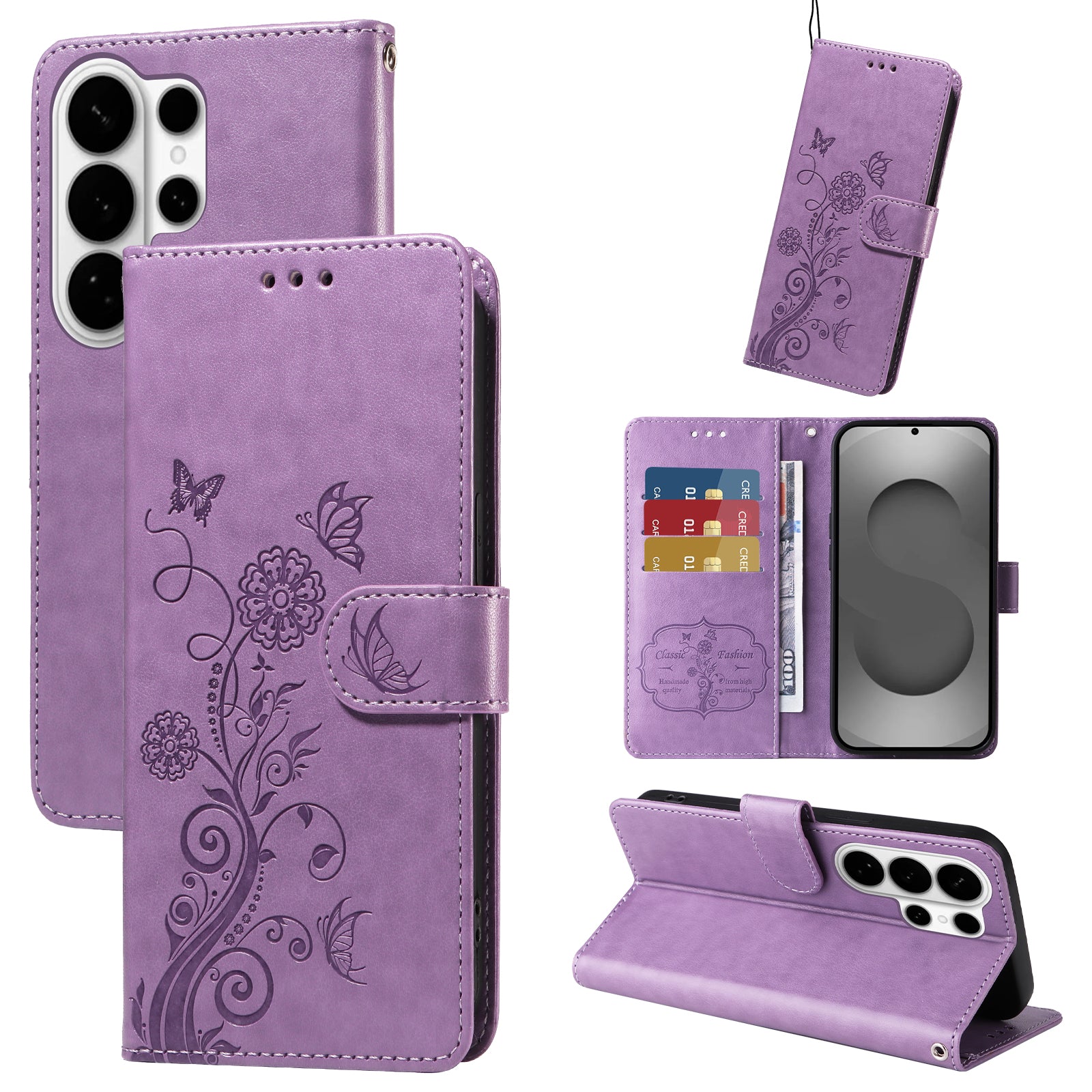 For-Samsung-Galaxy-S26-Ultra-Leather-Case-Butterfly-Floral-Imprint-Wallet-Stand-Cover-Purple