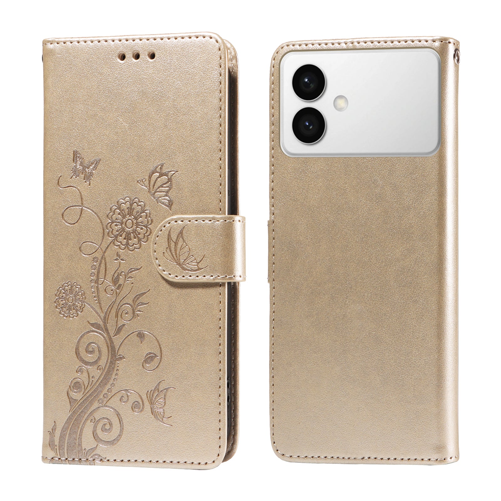For-Samsung-Galaxy-S26-Edge-Leather-Case-Butterfly-Floral-Imprint-Wallet-Stand-Cover-Golden