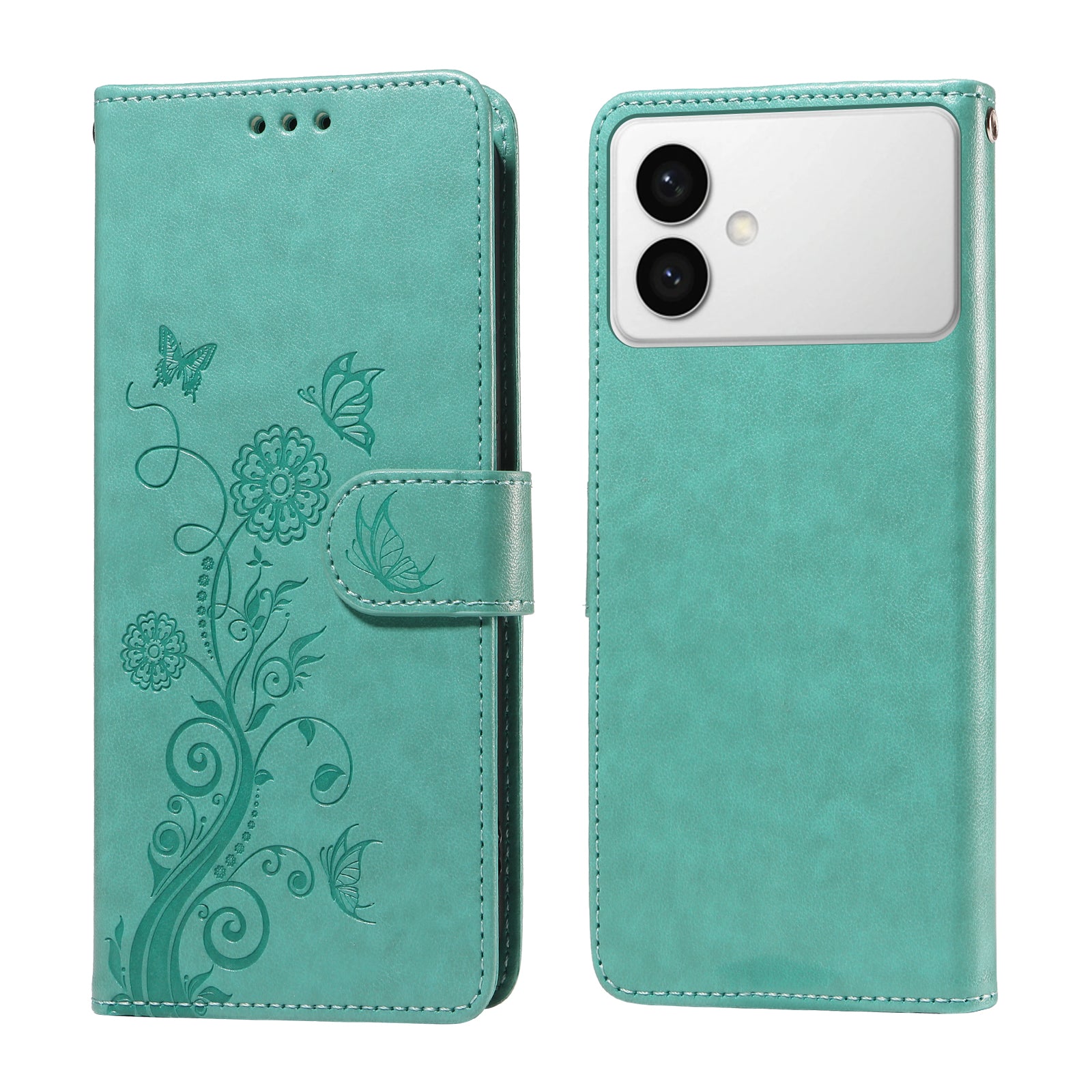 For-Samsung-Galaxy-S26-Edge-Leather-Case-Butterfly-Floral-Imprint-Wallet-Stand-Cover-Green