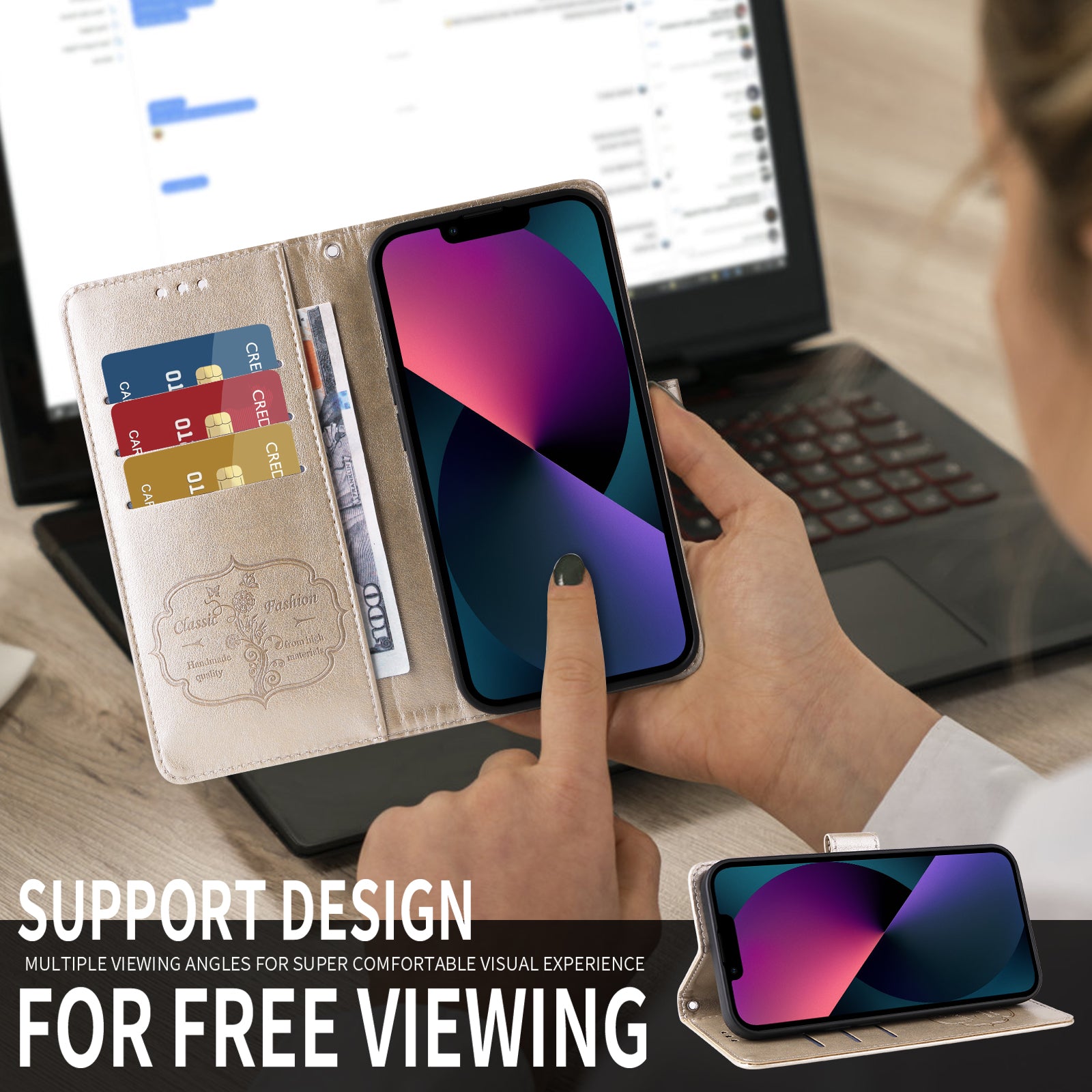 For-Samsung-Galaxy-S26-/-S26-Pro-Leather-Case-Butterfly-Floral-Imprint-Wallet-Stand-Cover-Golden