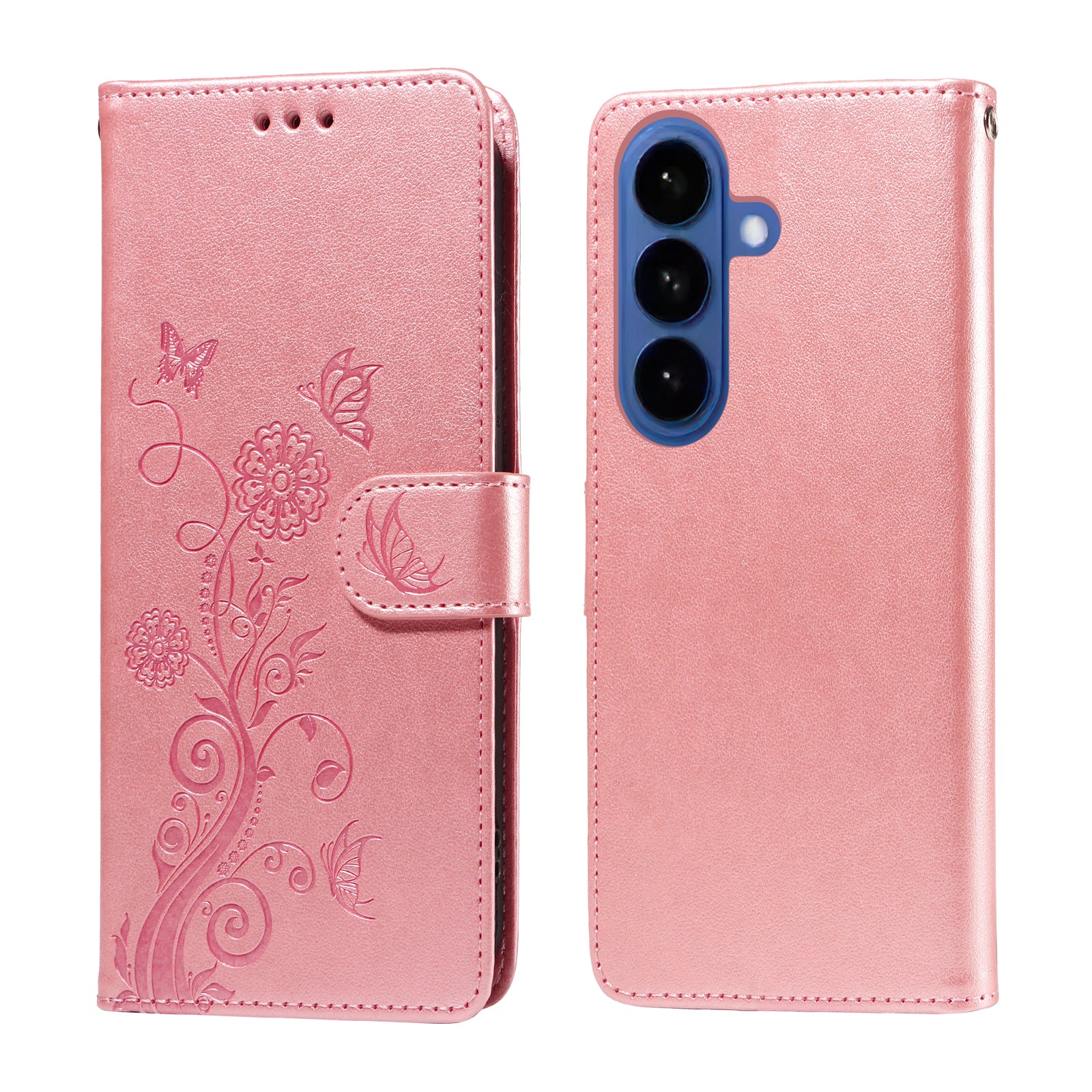 For-Samsung-Galaxy-S26-/-S26-Pro-Leather-Case-Butterfly-Floral-Imprint-Wallet-Stand-Cover-Pink