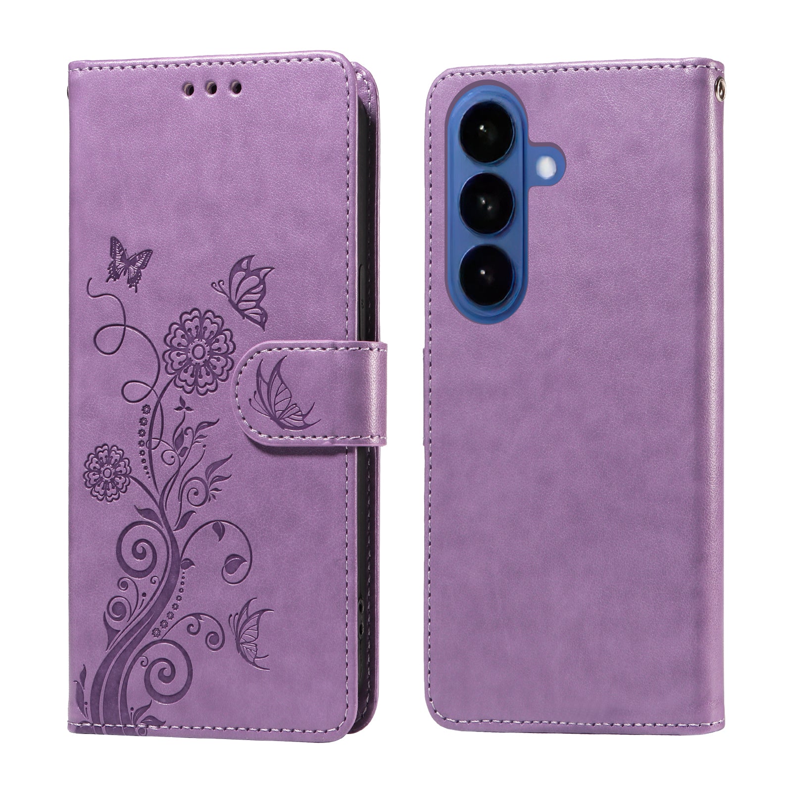 For-Samsung-Galaxy-S26-/-S26-Pro-Leather-Case-Butterfly-Floral-Imprint-Wallet-Stand-Cover-Purple