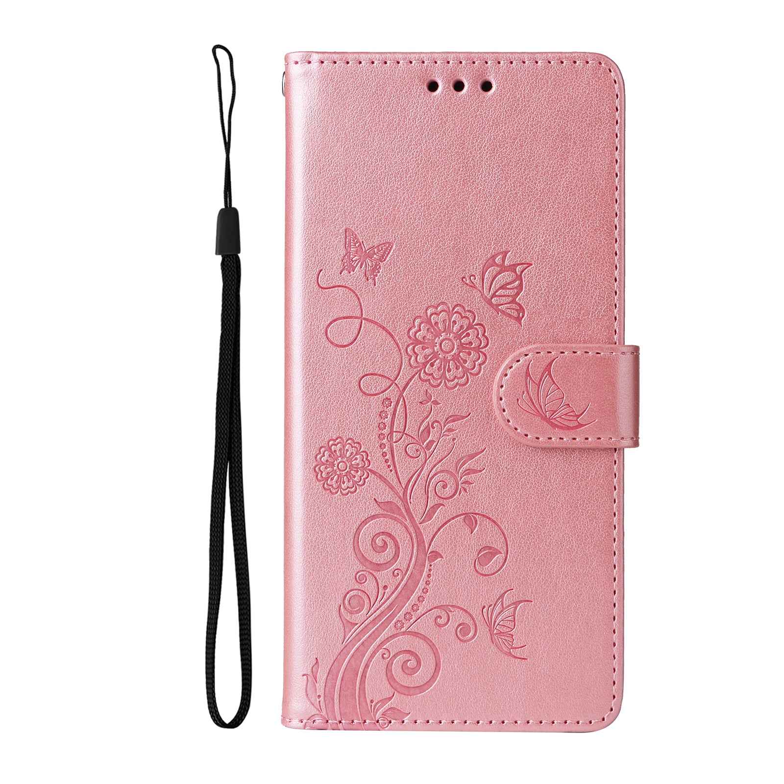 For Xiaomi 17 Pro Leather Case Butterfly Floral Imprint Wallet Stand Cover - Pink