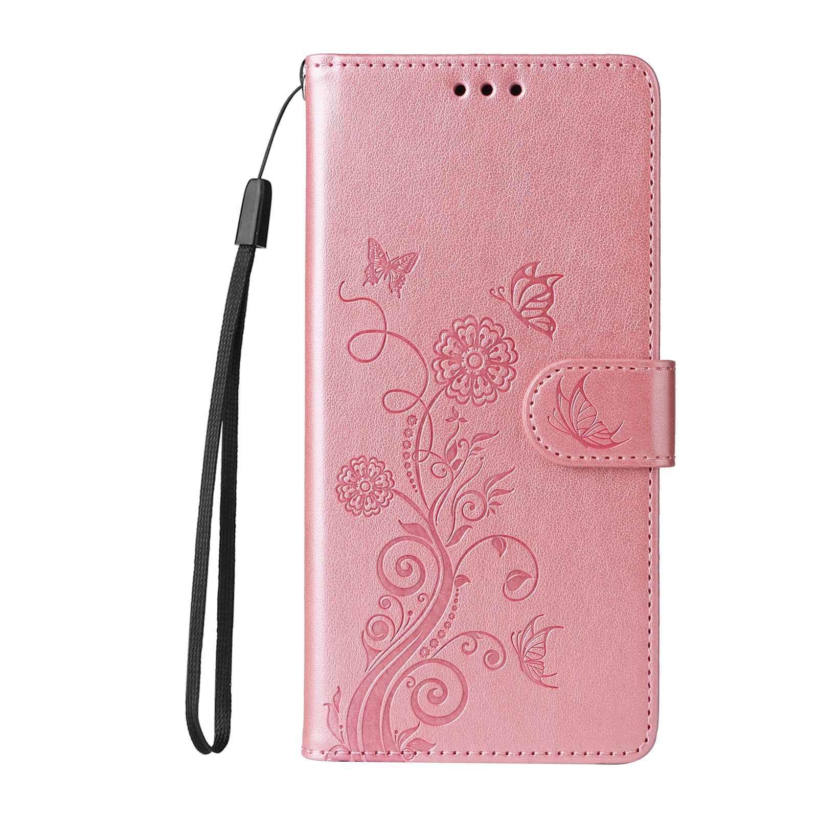 For Xiaomi 17 Pro Leather Case Butterfly Floral Imprint Wallet Stand Cover - Pink