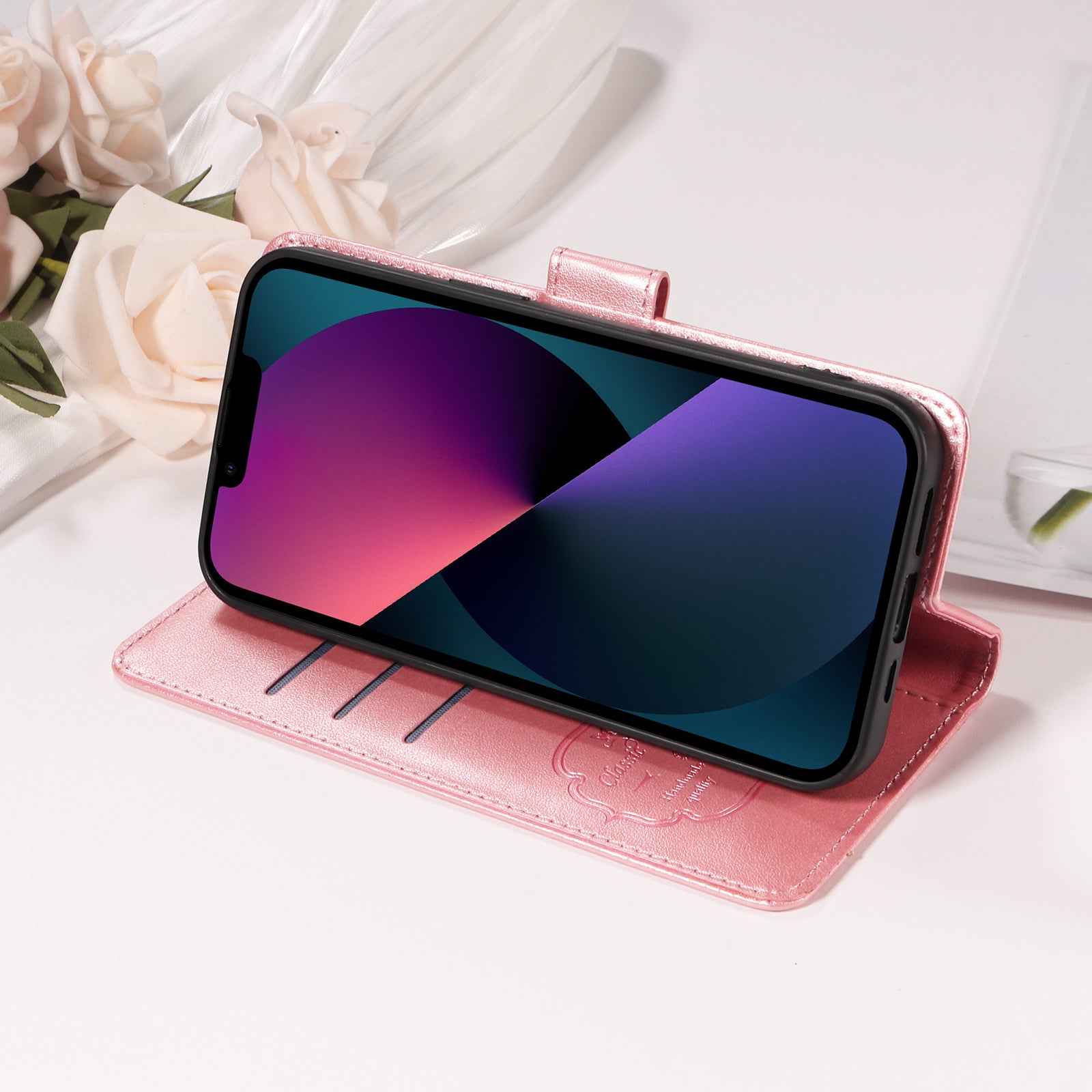 For Xiaomi 17 Pro Leather Case Butterfly Floral Imprint Wallet Stand Cover - Pink