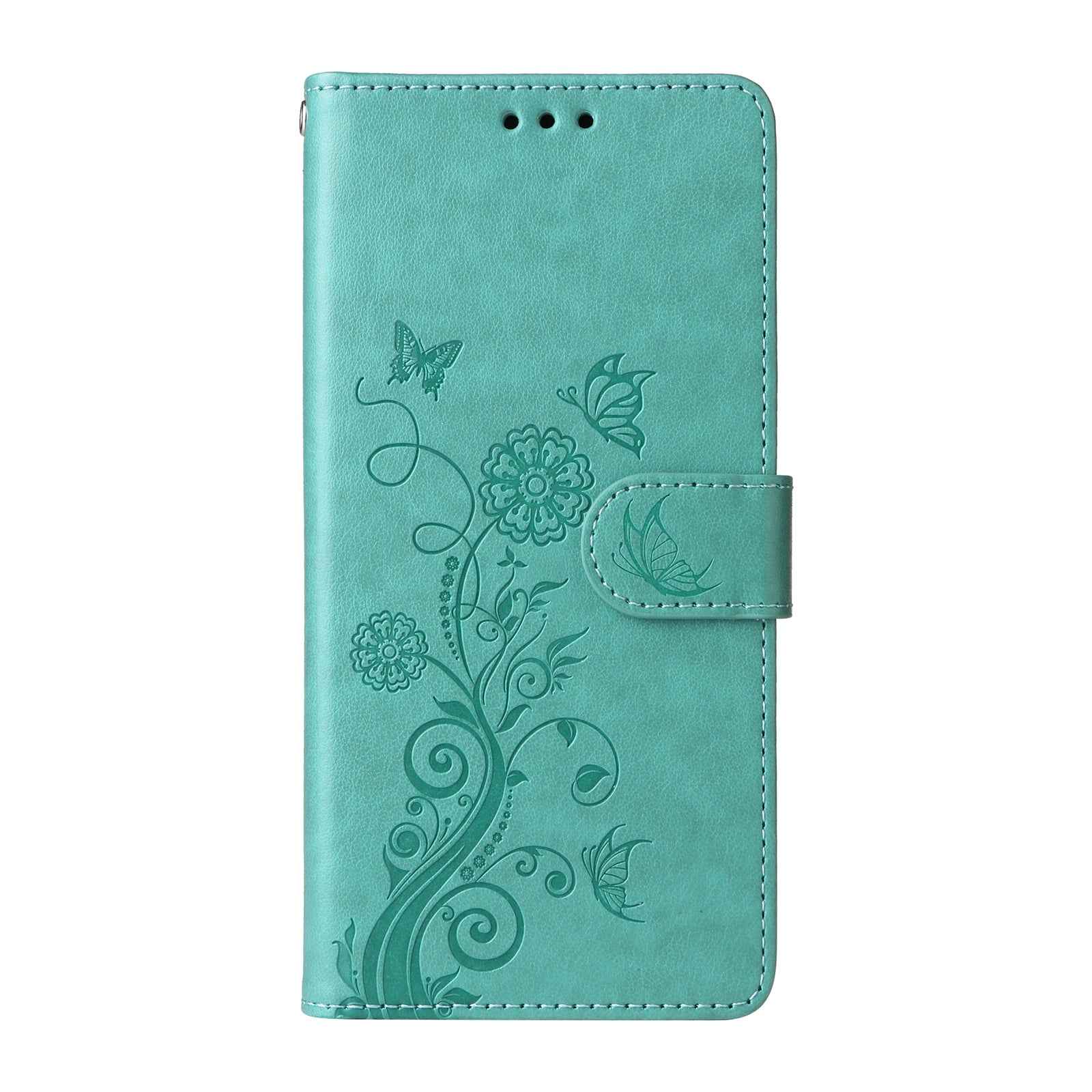 For Xiaomi 17 Pro Leather Case Butterfly Floral Imprint Wallet Stand Cover - Green