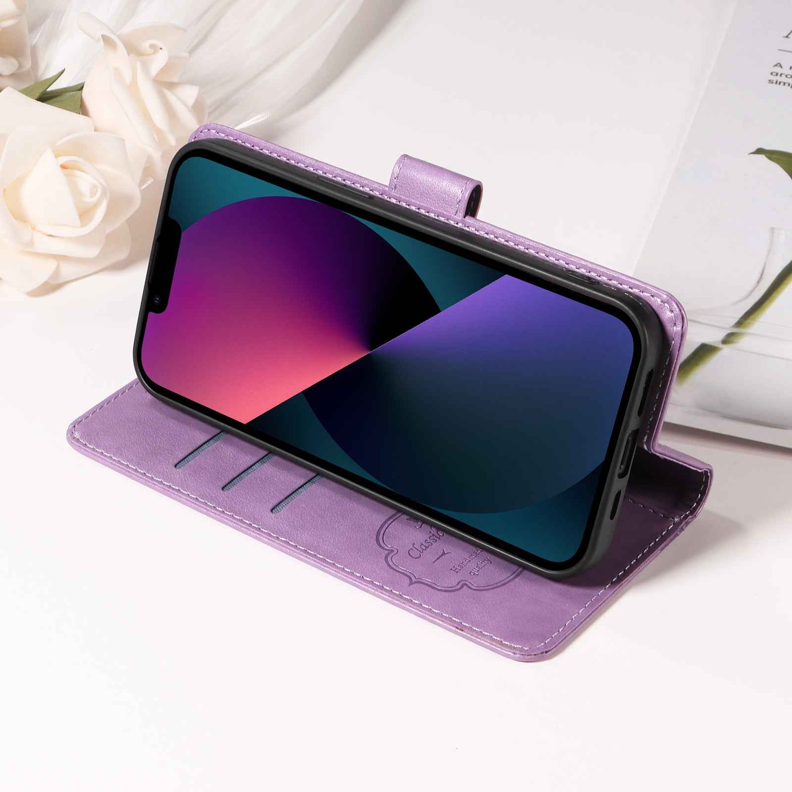 For Xiaomi 17 Pro Leather Case Butterfly Floral Imprint Wallet Stand Cover - Purple