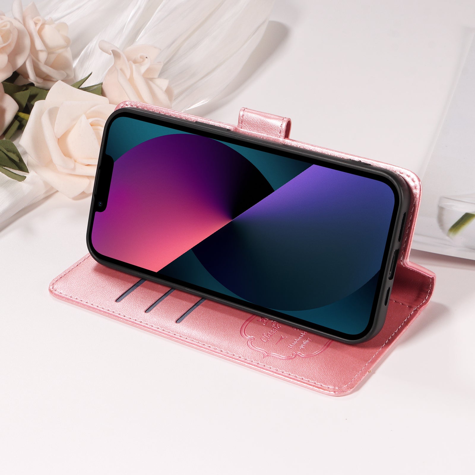 For Xiaomi 17 Pro Max Leather Case Butterfly Floral Imprint Wallet Stand Cover - Pink