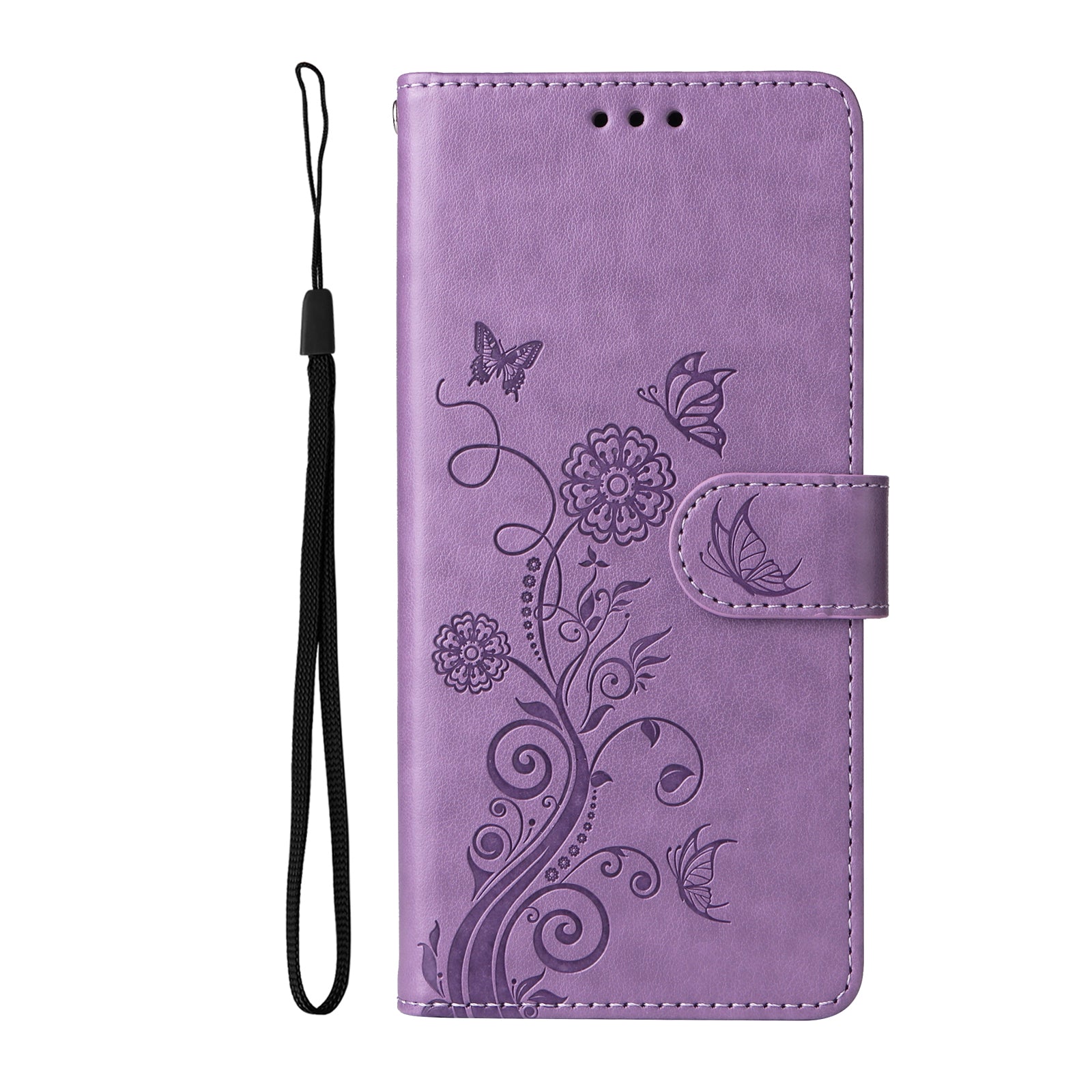 For Xiaomi 17 Pro Max Leather Case Butterfly Floral Imprint Wallet Stand Cover - Purple