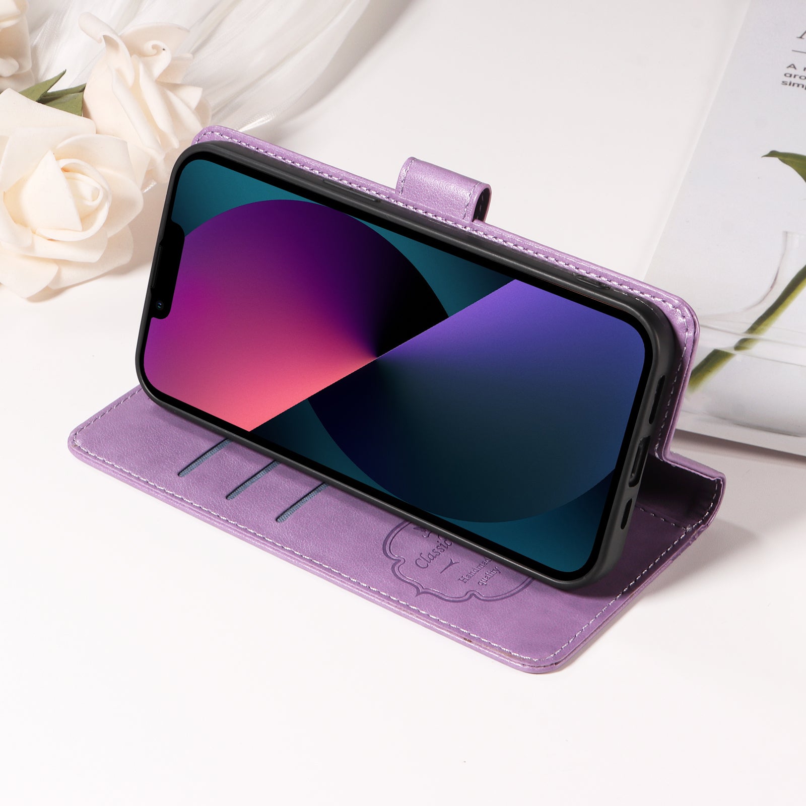 For Xiaomi 17 Pro Max Leather Case Butterfly Floral Imprint Wallet Stand Cover - Purple