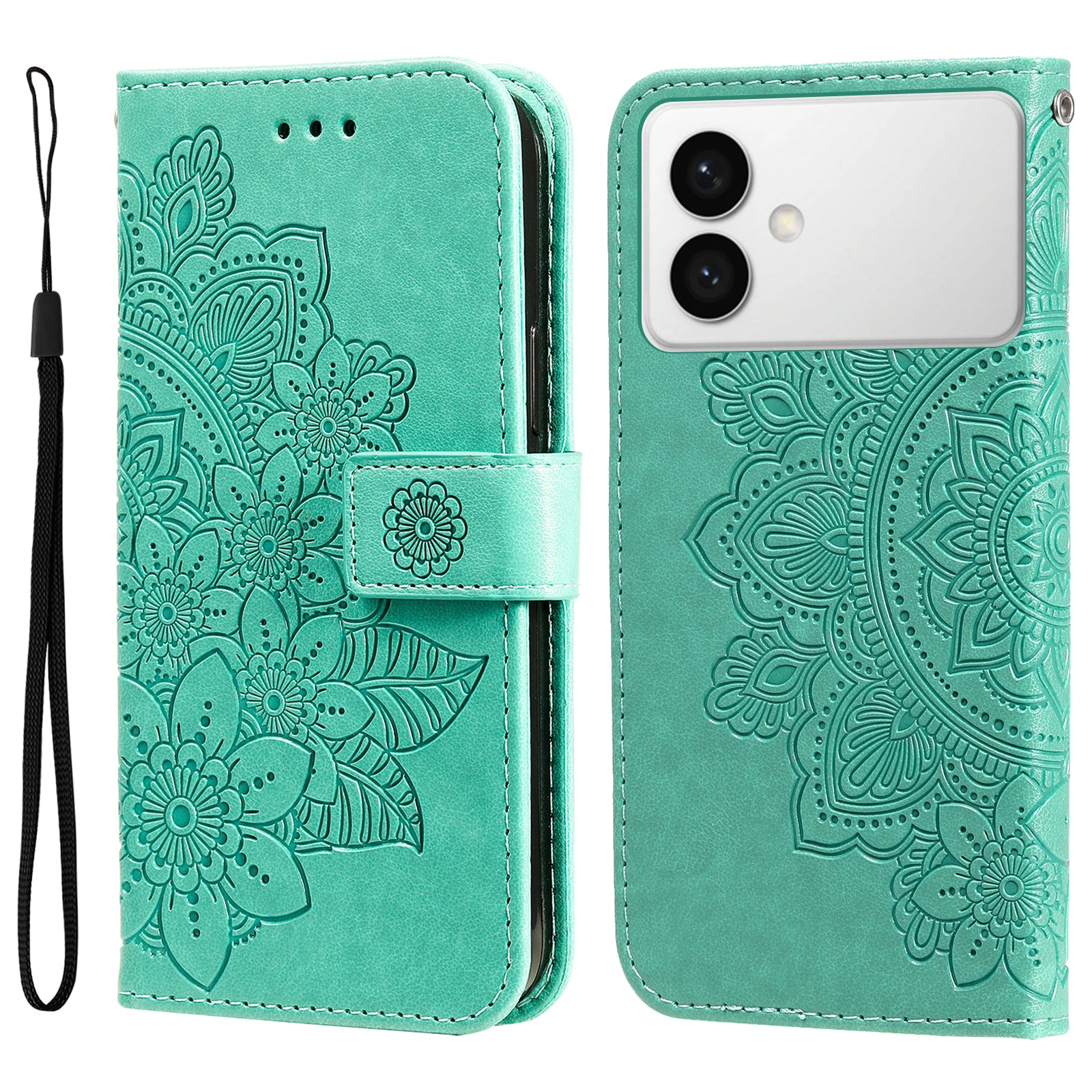 For-Samsung-Galaxy-S26-Edge-Case-Floral-Pattern-PU-Leather-Wallet-Stand-Phone-Cover-Green