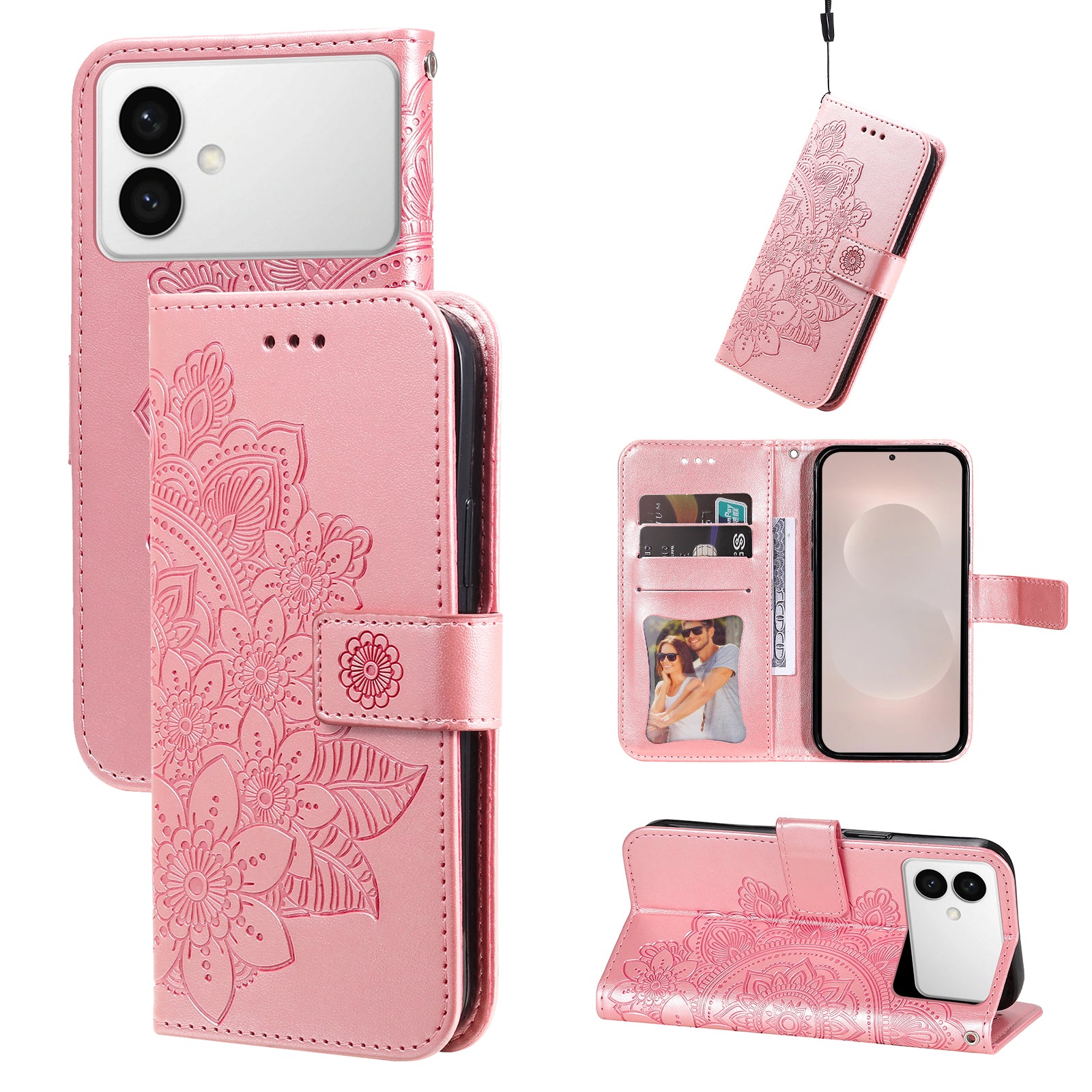 For-Samsung-Galaxy-S26-Edge-Case-Floral-Pattern-PU-Leather-Wallet-Stand-Phone-Cover-Pink