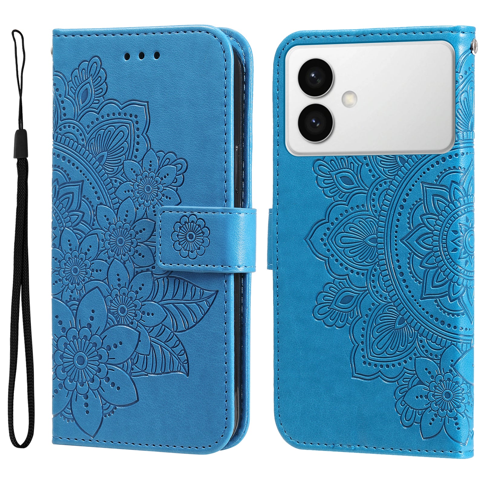 For-Samsung-Galaxy-S26-Edge-Case-Floral-Pattern-PU-Leather-Wallet-Stand-Phone-Cover-Blue