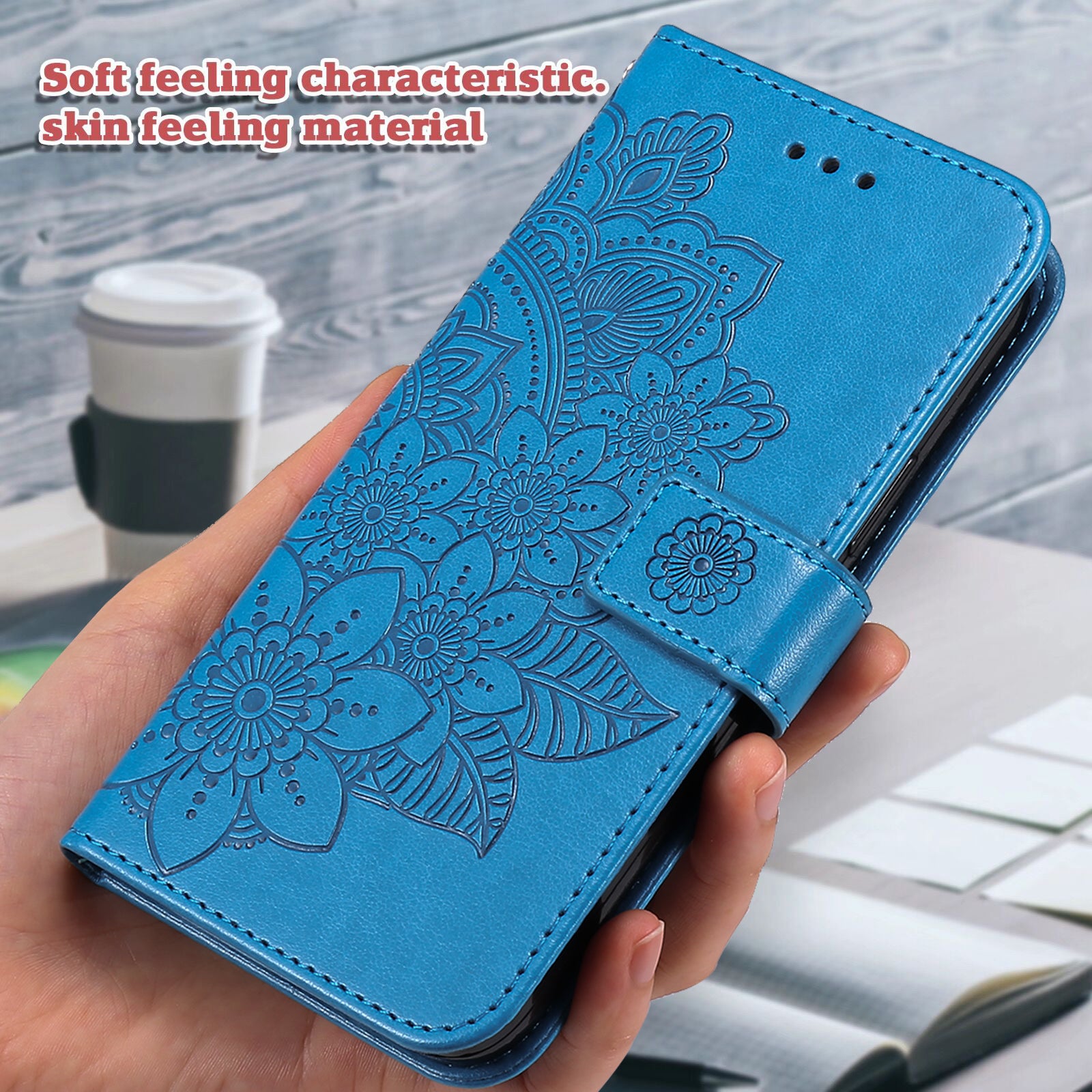 For-Samsung-Galaxy-S26-Edge-Case-Floral-Pattern-PU-Leather-Wallet-Stand-Phone-Cover-Blue