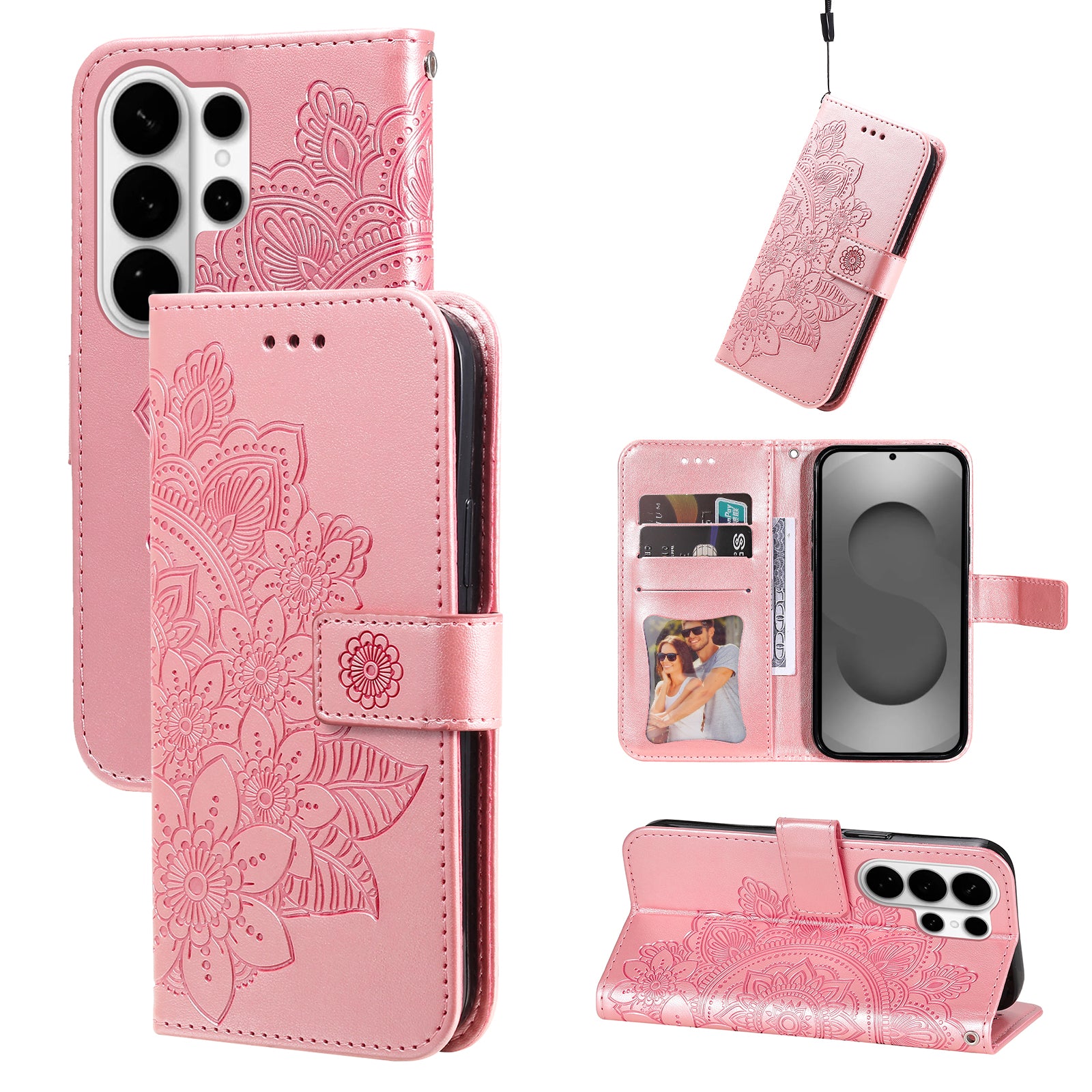 For-Samsung-Galaxy-S26-Ultra-Case-Floral-Pattern-PU-Leather-Wallet-Stand-Phone-Cover-Pink