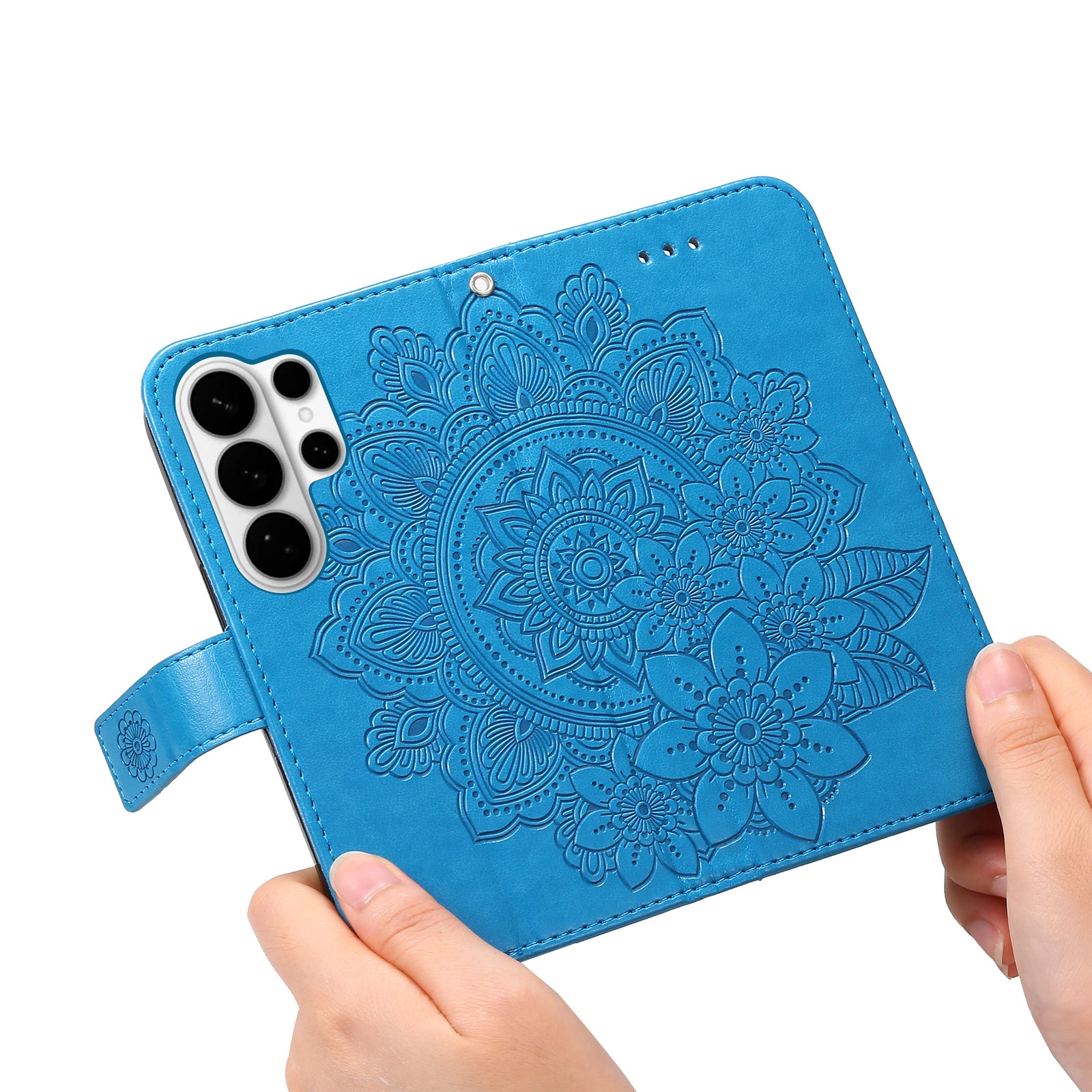 For-Samsung-Galaxy-S26-Ultra-Case-Floral-Pattern-PU-Leather-Wallet-Stand-Phone-Cover-Blue