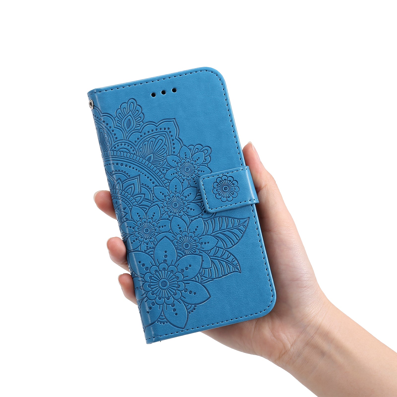 For-Samsung-Galaxy-S26-Ultra-Case-Floral-Pattern-PU-Leather-Wallet-Stand-Phone-Cover-Blue