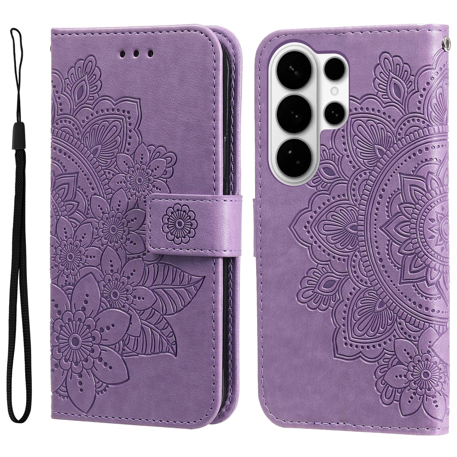 For-Samsung-Galaxy-S26-Ultra-Case-Floral-Pattern-PU-Leather-Wallet-Stand-Phone-Cover-Purple