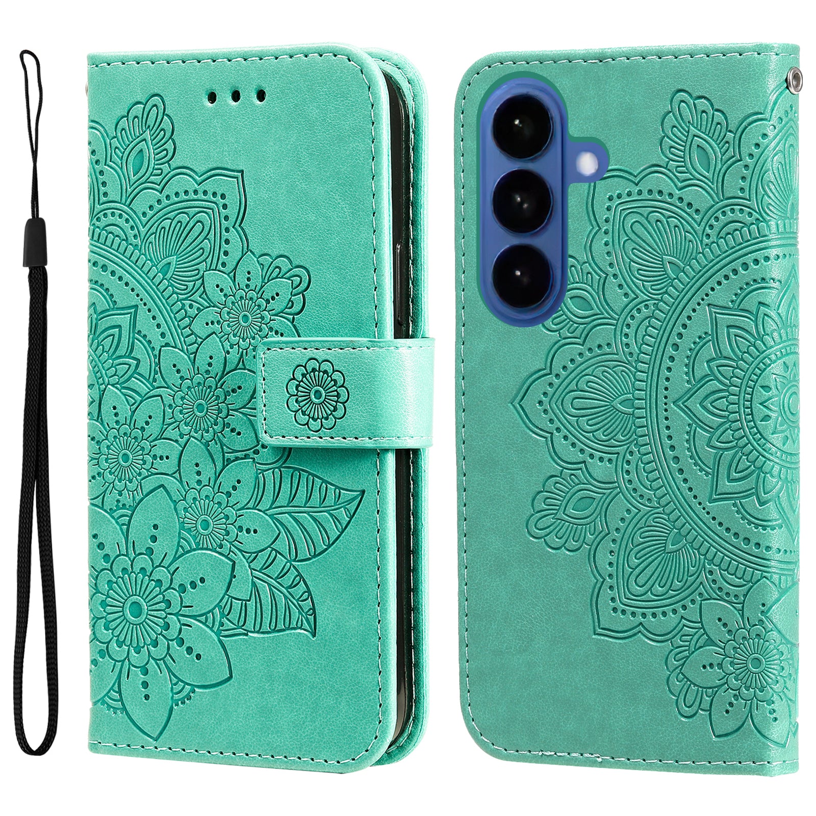 For-Samsung-Galaxy-S26-/-S26-Pro-Case-Floral-Pattern-PU-Leather-Wallet-Stand-Phone-Cover-Green