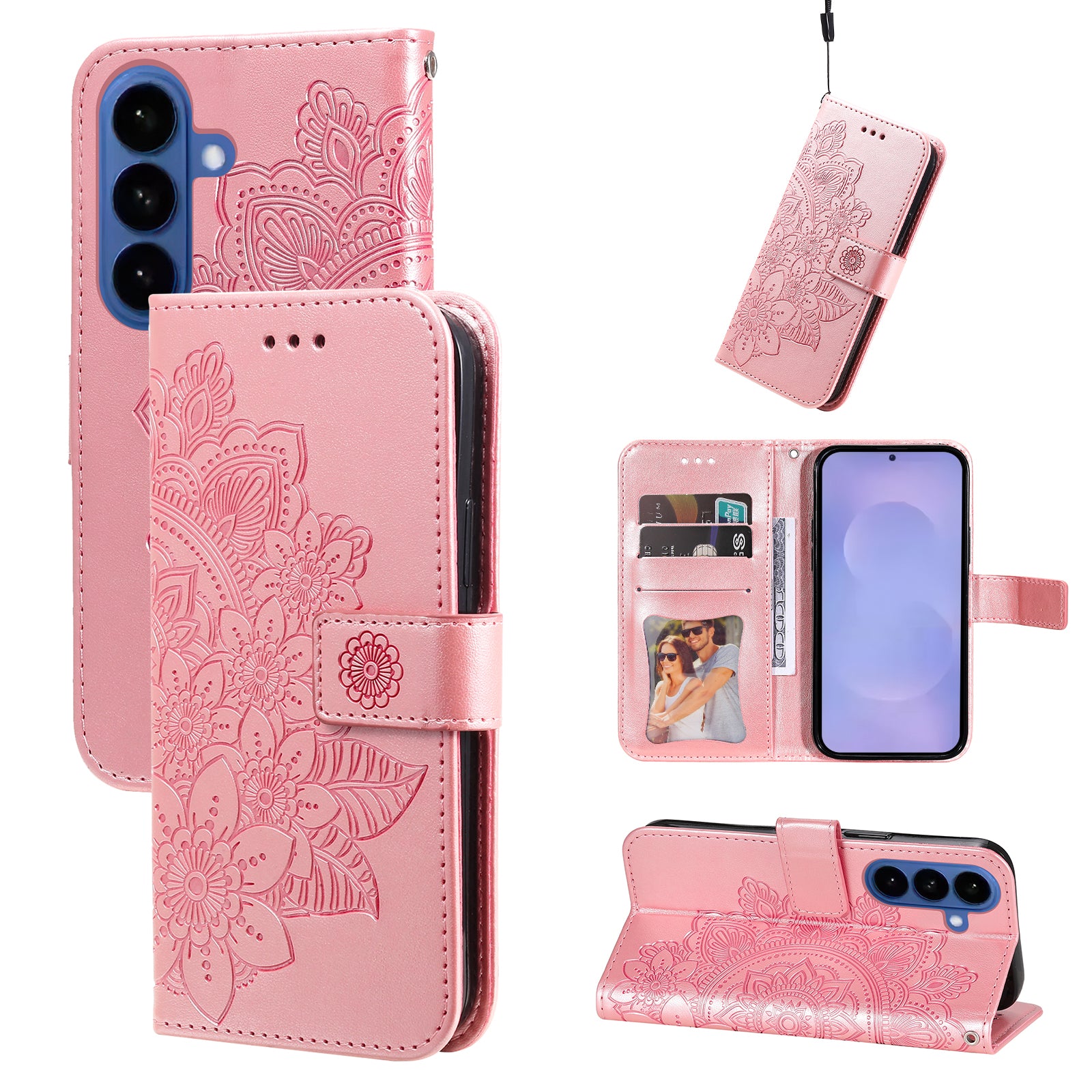 For-Samsung-Galaxy-S26-/-S26-Pro-Case-Floral-Pattern-PU-Leather-Wallet-Stand-Phone-Cover-Pink