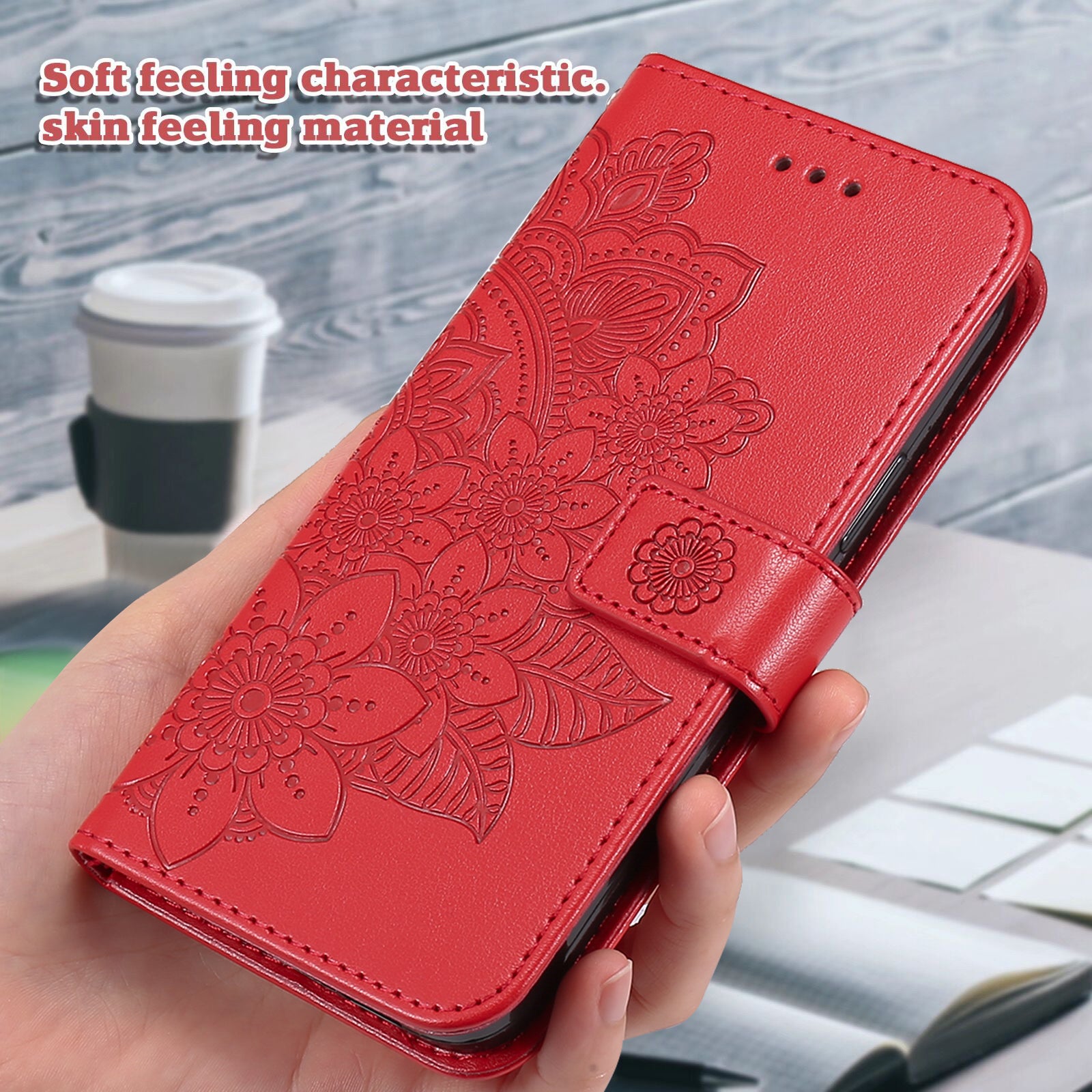 For Xiaomi 17 Pro Max Case Floral Pattern PU Leather Wallet Stand Phone Cover - Red