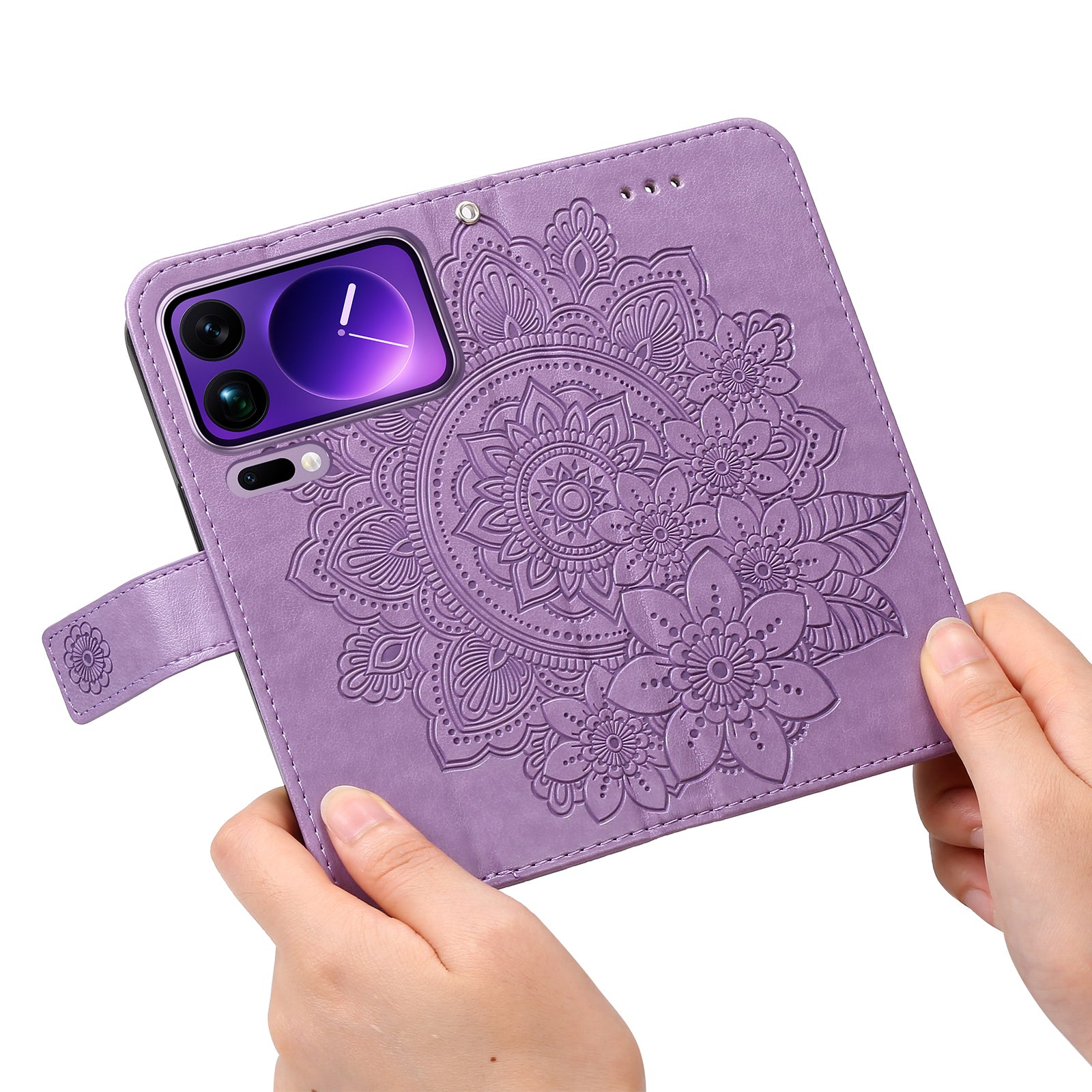 For Xiaomi 17 Pro Max Case Floral Pattern PU Leather Wallet Stand Phone Cover - Purple