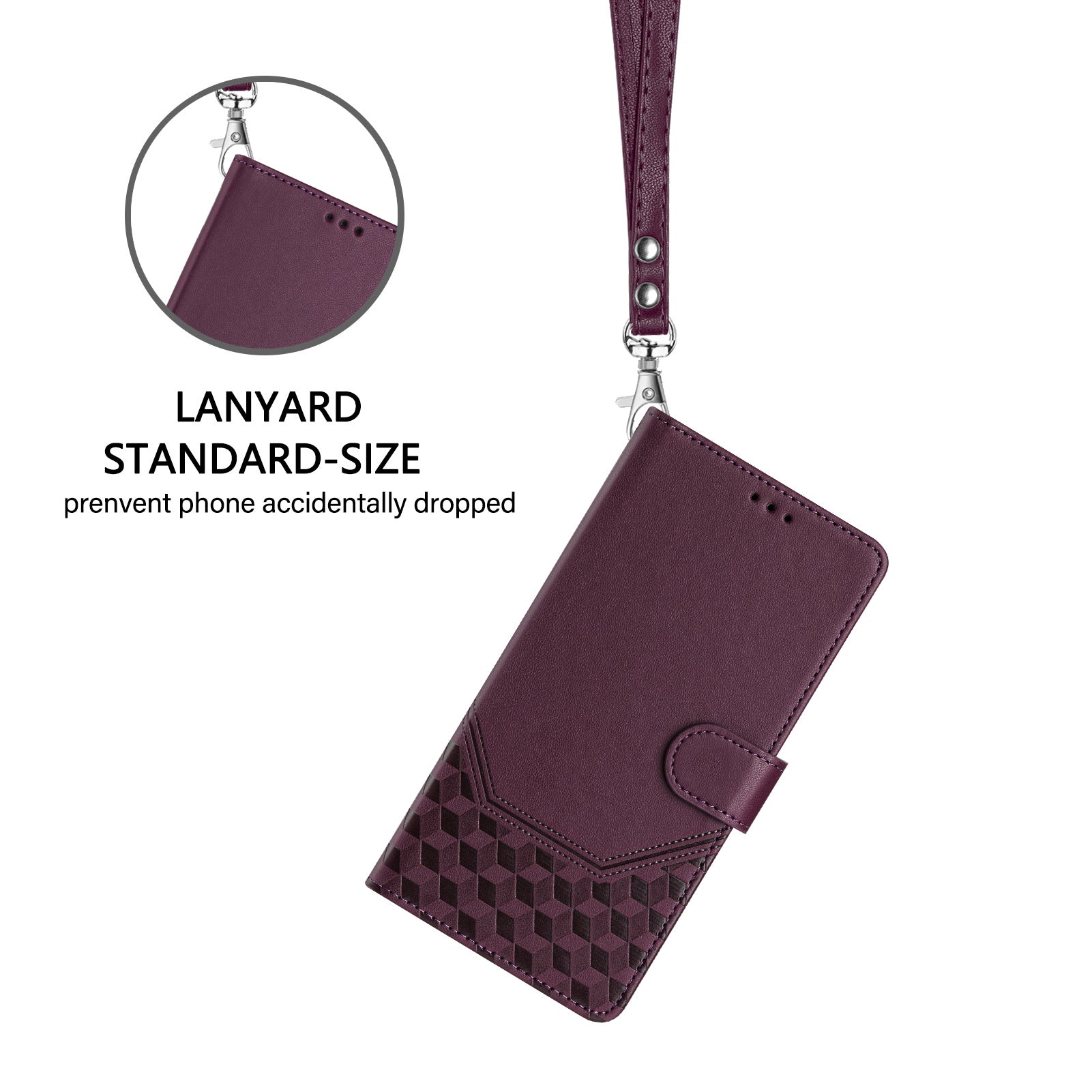 For-Samsung-Galaxy-S26-Edge-Case-Imprinted-Honeycomb-RFID-Blocking-Leather-Phone-Cover-with-Strap-Dark-Purple