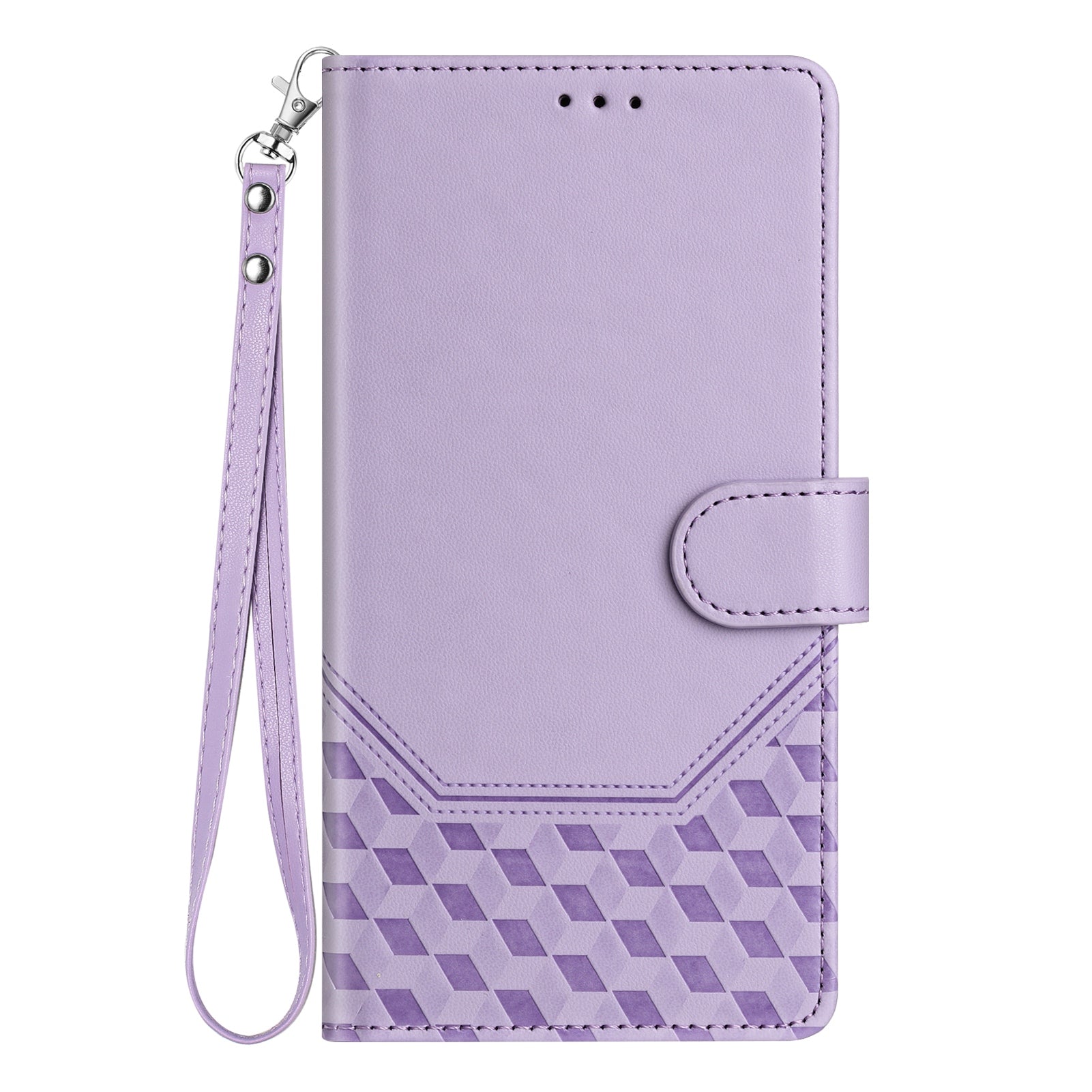 For-Samsung-Galaxy-S26-Edge-Case-Imprinted-Honeycomb-RFID-Blocking-Leather-Phone-Cover-with-Strap-Light-Purple