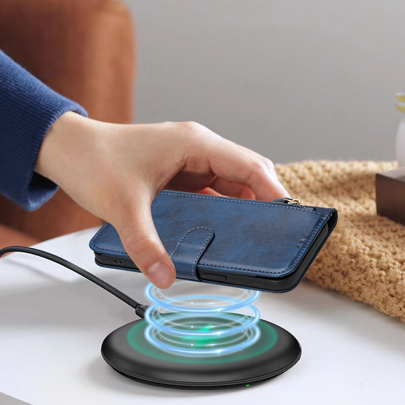 For-Samsung-Galaxy-S26-Edge-Case-Zipper-Pocket-Multiple-Card-Slots-Leather-Phone-Cover-Blue