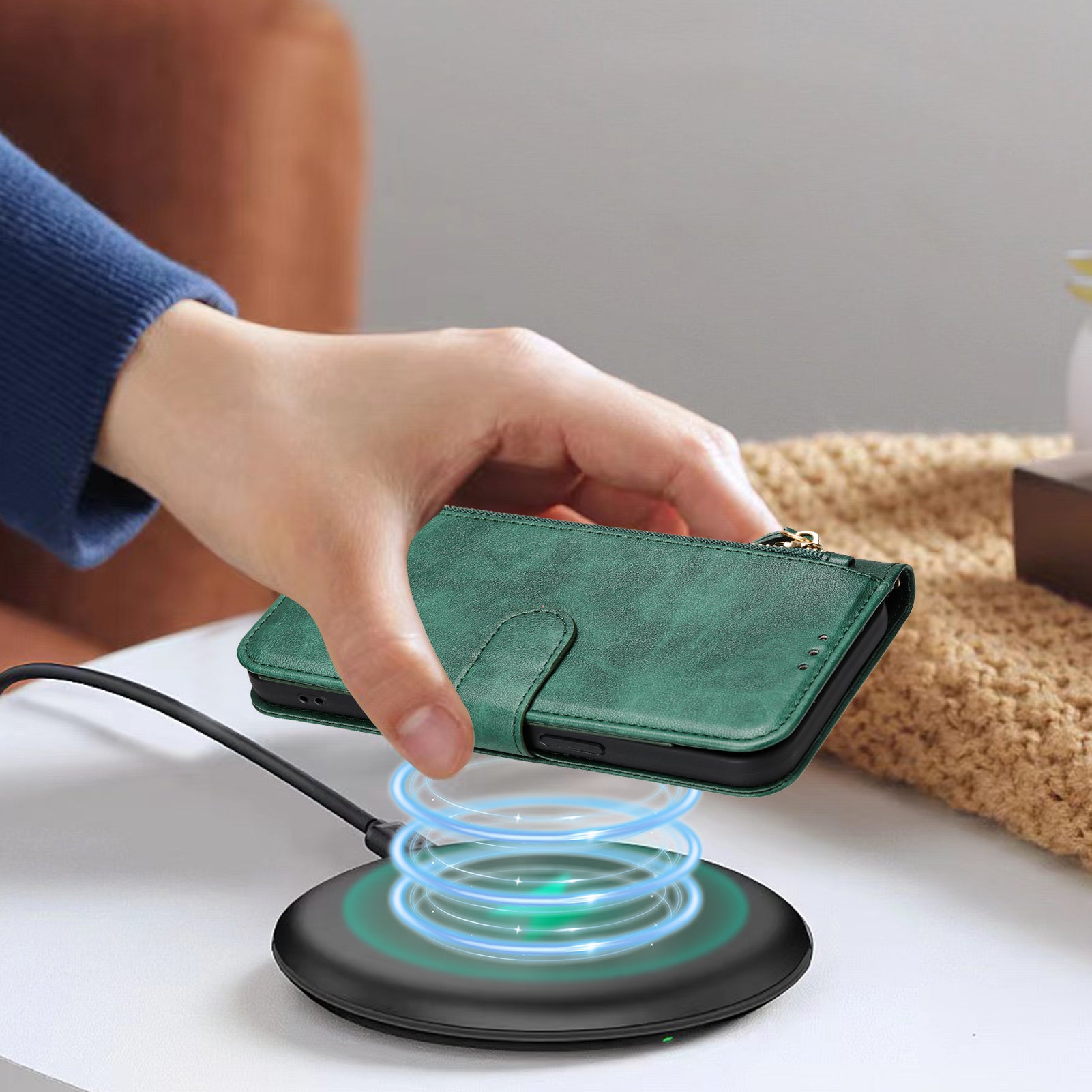 For-Samsung-Galaxy-S26-Edge-Case-Zipper-Pocket-Multiple-Card-Slots-Leather-Phone-Cover-Green