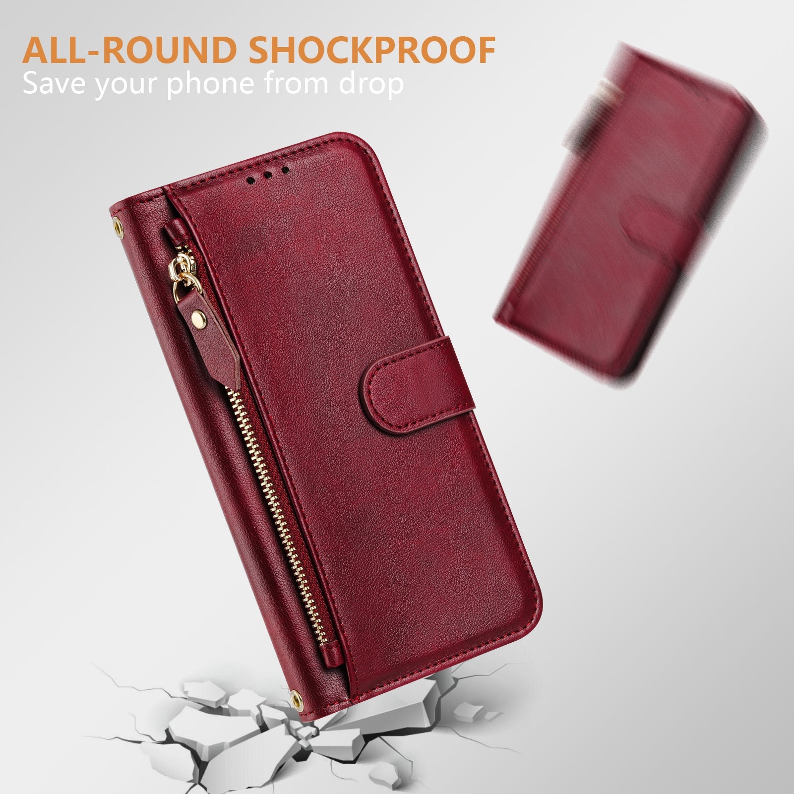 For-Samsung-Galaxy-S26-Ultra-Case-Zipper-Pocket-Multiple-Card-Slots-Leather-Phone-Cover-Red