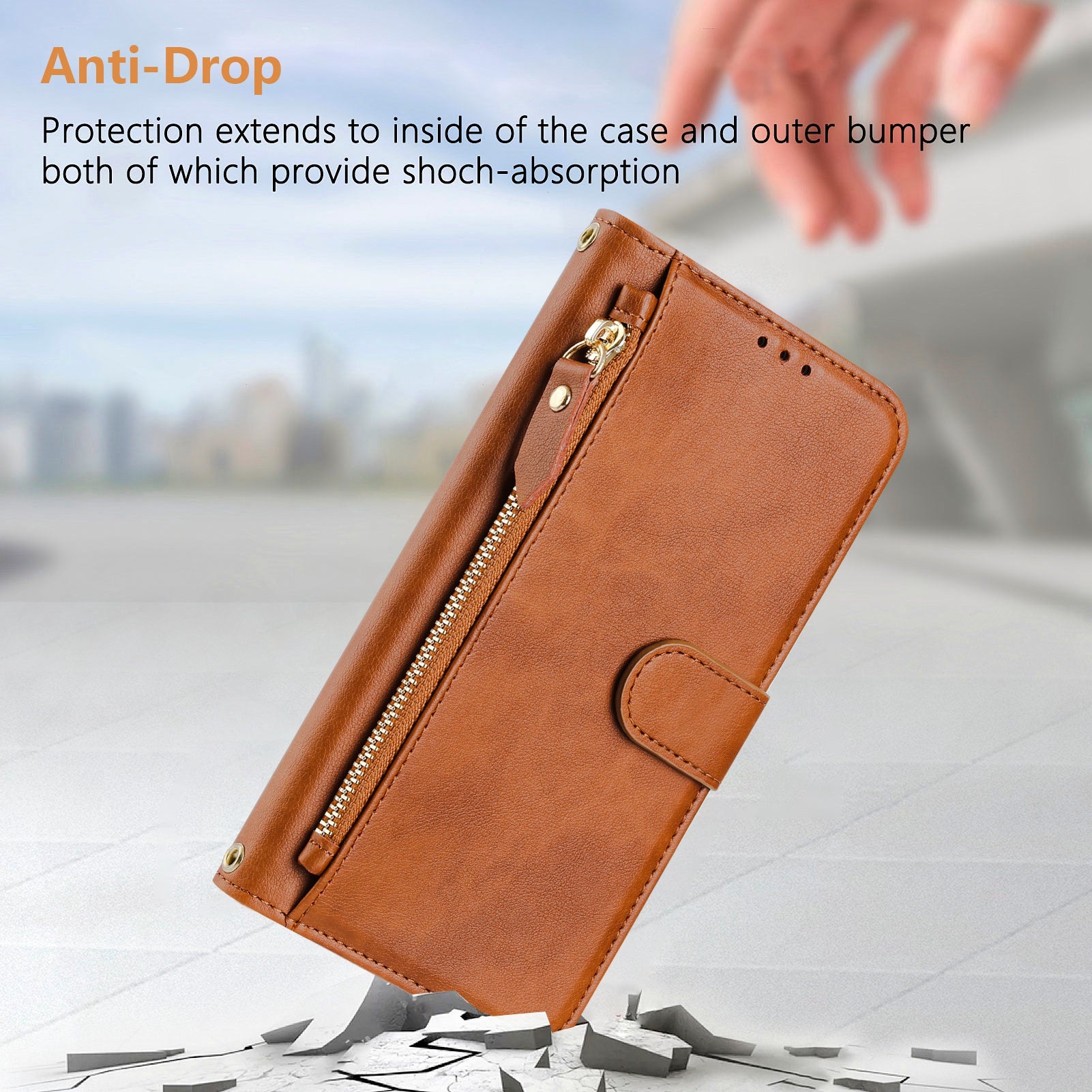 For-Samsung-Galaxy-S26-/-S26-Pro-Case-Zipper-Pocket-Multiple-Card-Slots-Leather-Phone-Cover-Brown