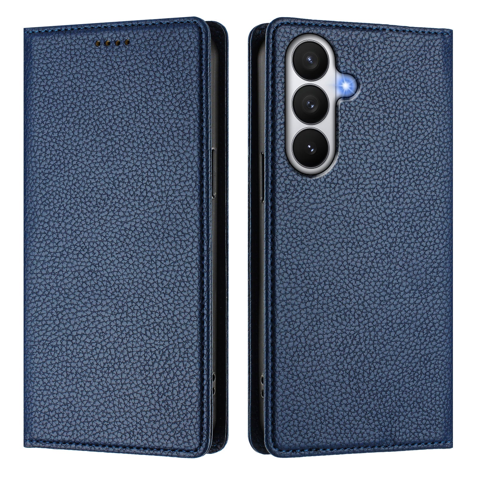 For-Samsung-Galaxy-S26-/-S26-Pro-Wallet-Case-RFID-Blocking-Litchi-Texture-Leather-Mobile-Cover-Dark-Blue