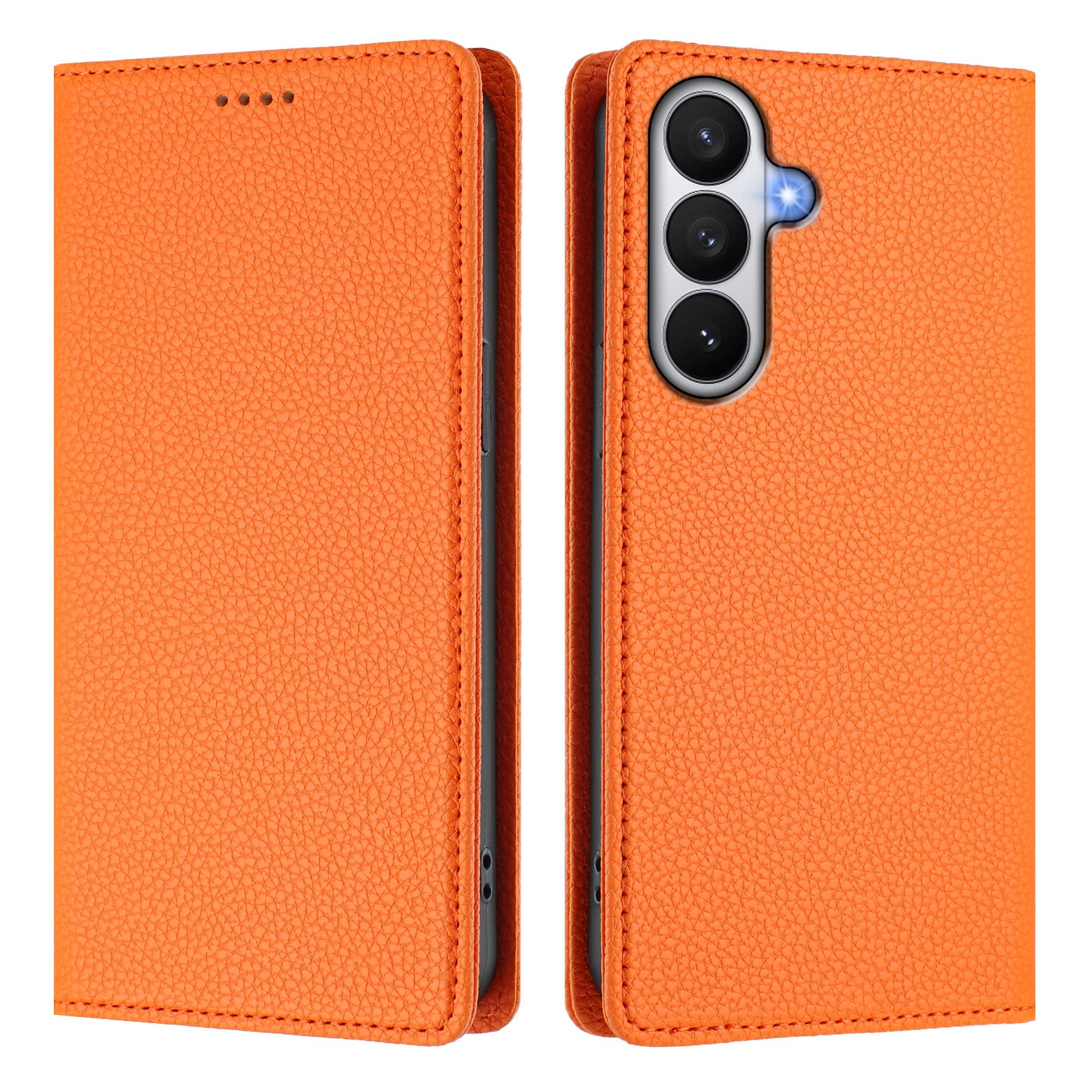 For-Samsung-Galaxy-S26-/-S26-Pro-Wallet-Case-RFID-Blocking-Litchi-Texture-Leather-Mobile-Cover-Orange